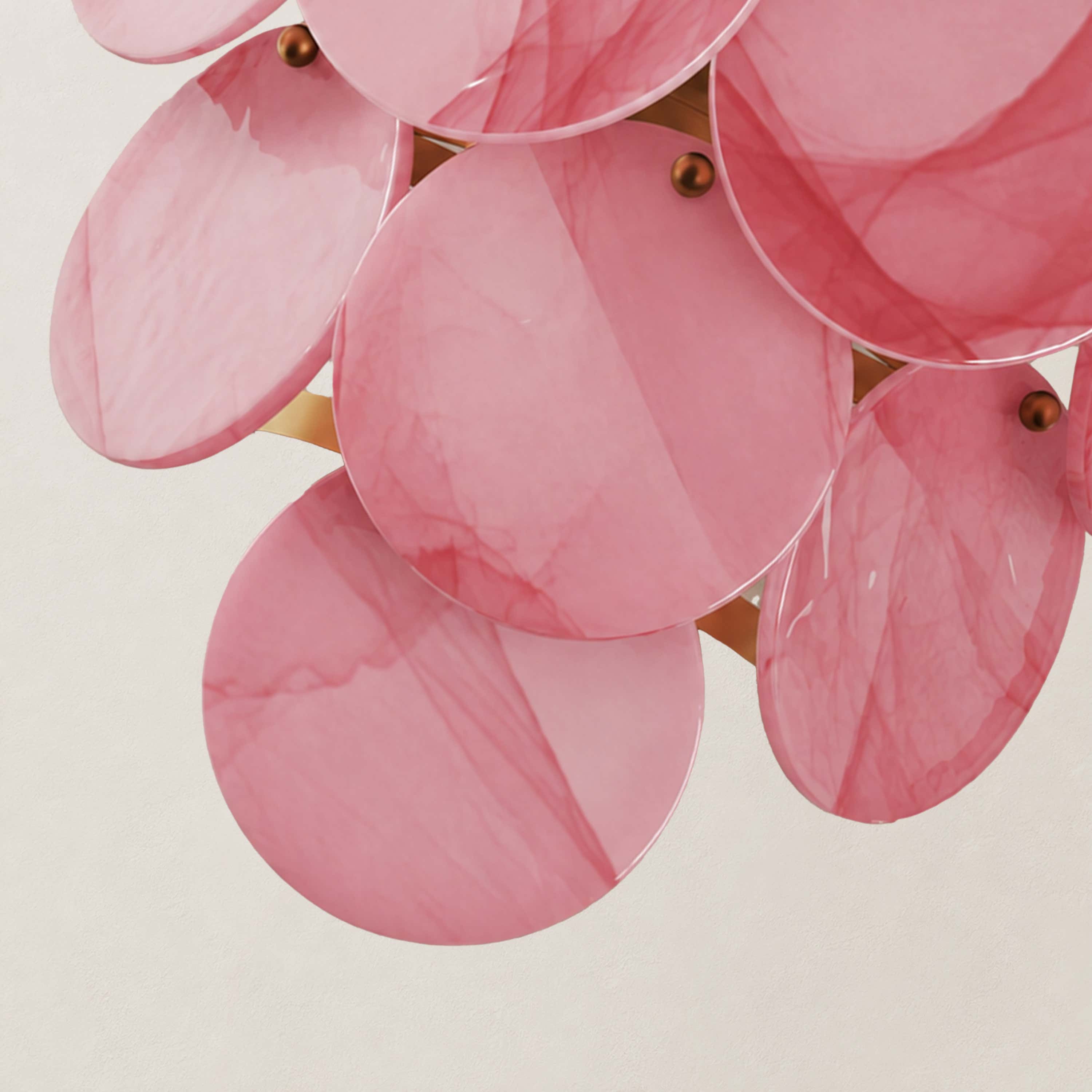 Auralis Pink Glass Disc Wall Sconce 15"W