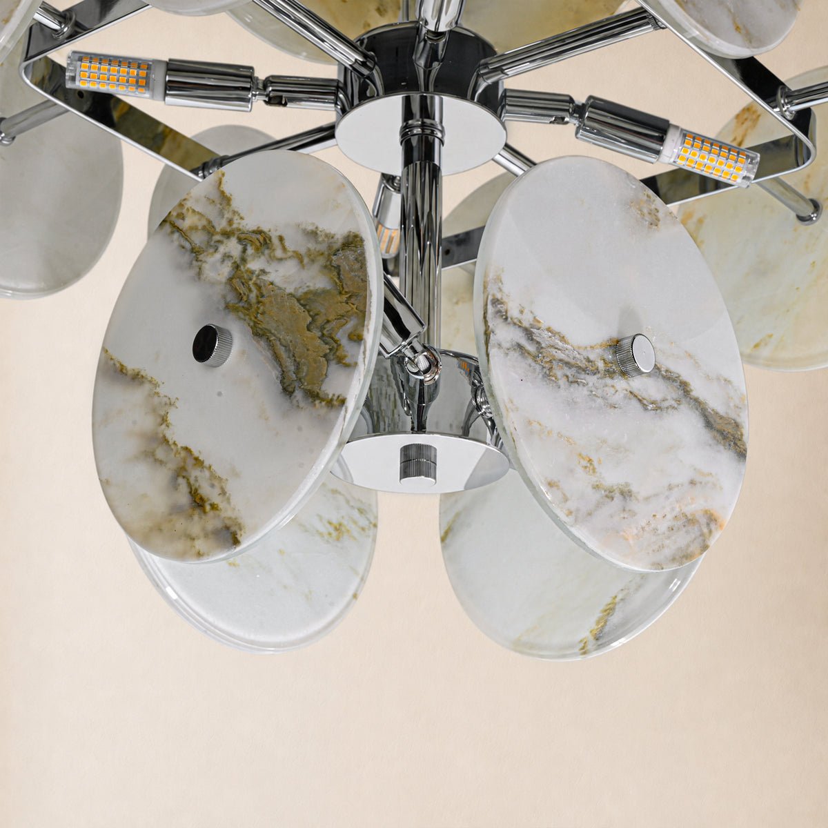 Pietra Ivory Marble Disc Pendant 17.7"D