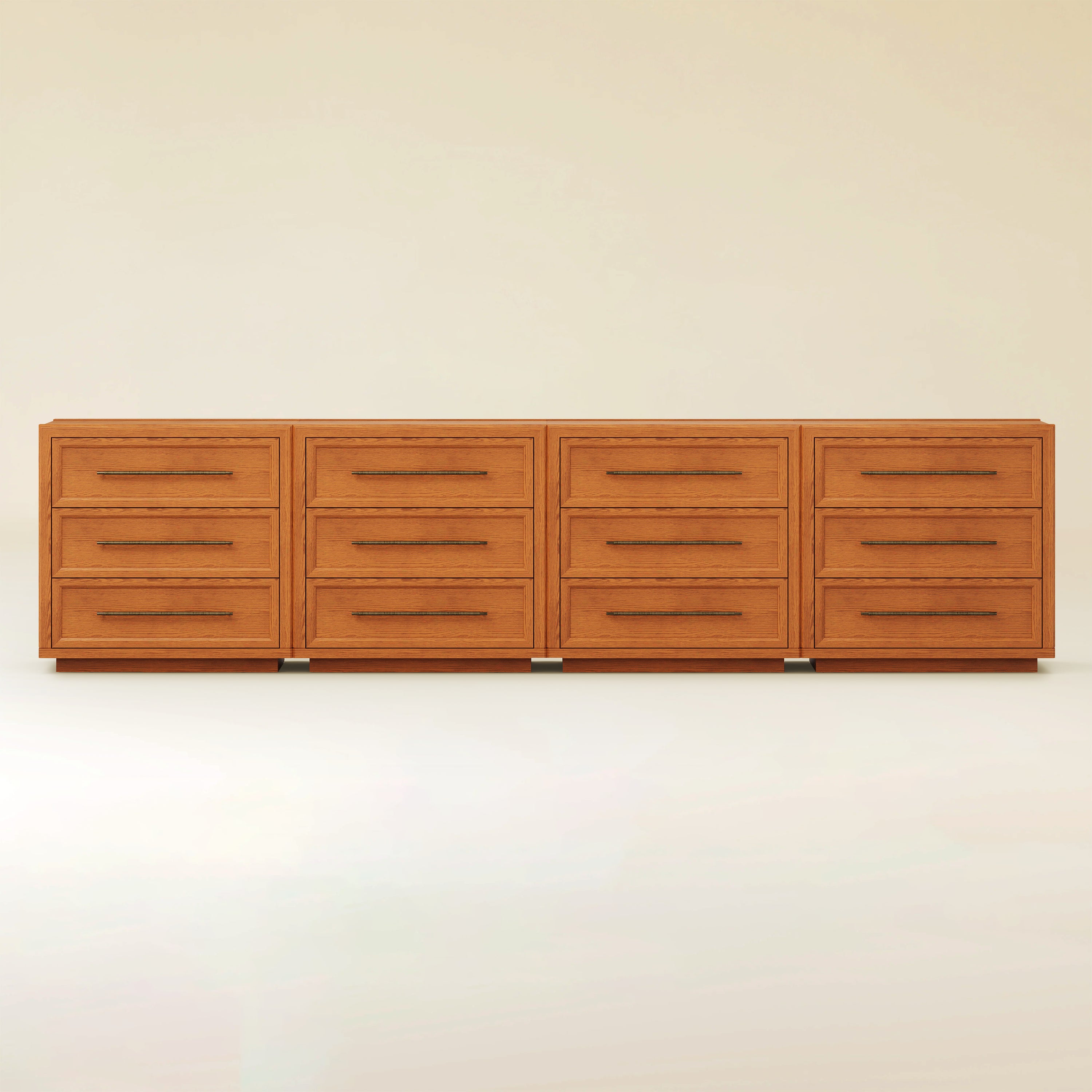 Alvar 126″ Oak 12-Drawer Chest(Set of 4)