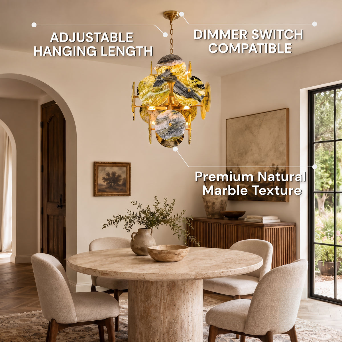 Pietra Green Marble Pendant 17.7"D