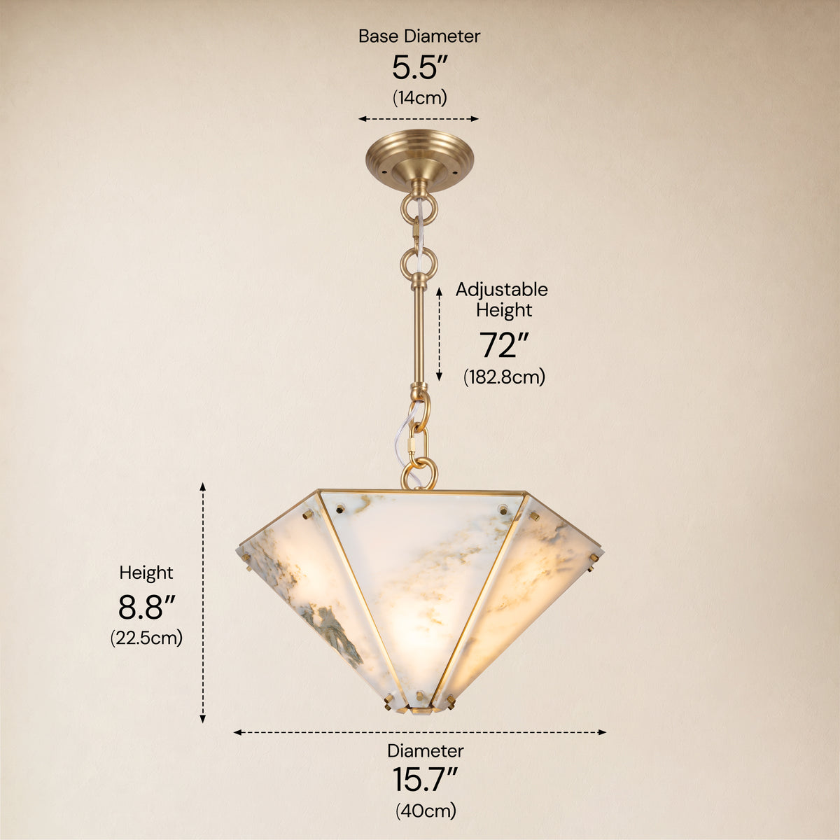 Pietra Landscape Marble Hexagonal Pendant 15.7"D