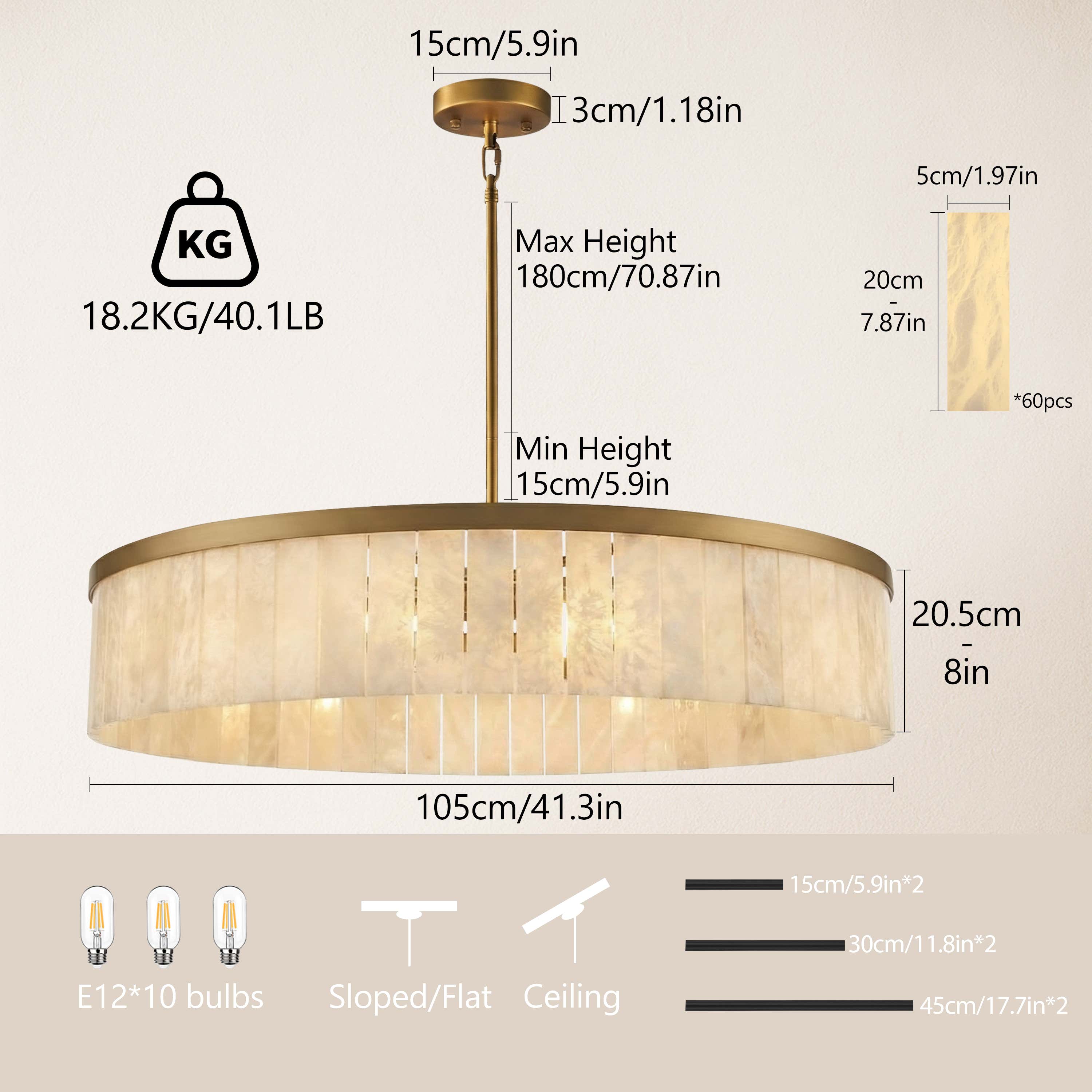 Janina Alabaster Round Chandelier 105cm D