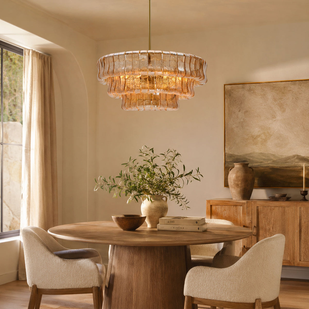 Ondalia Art Glass Round Chandelier
