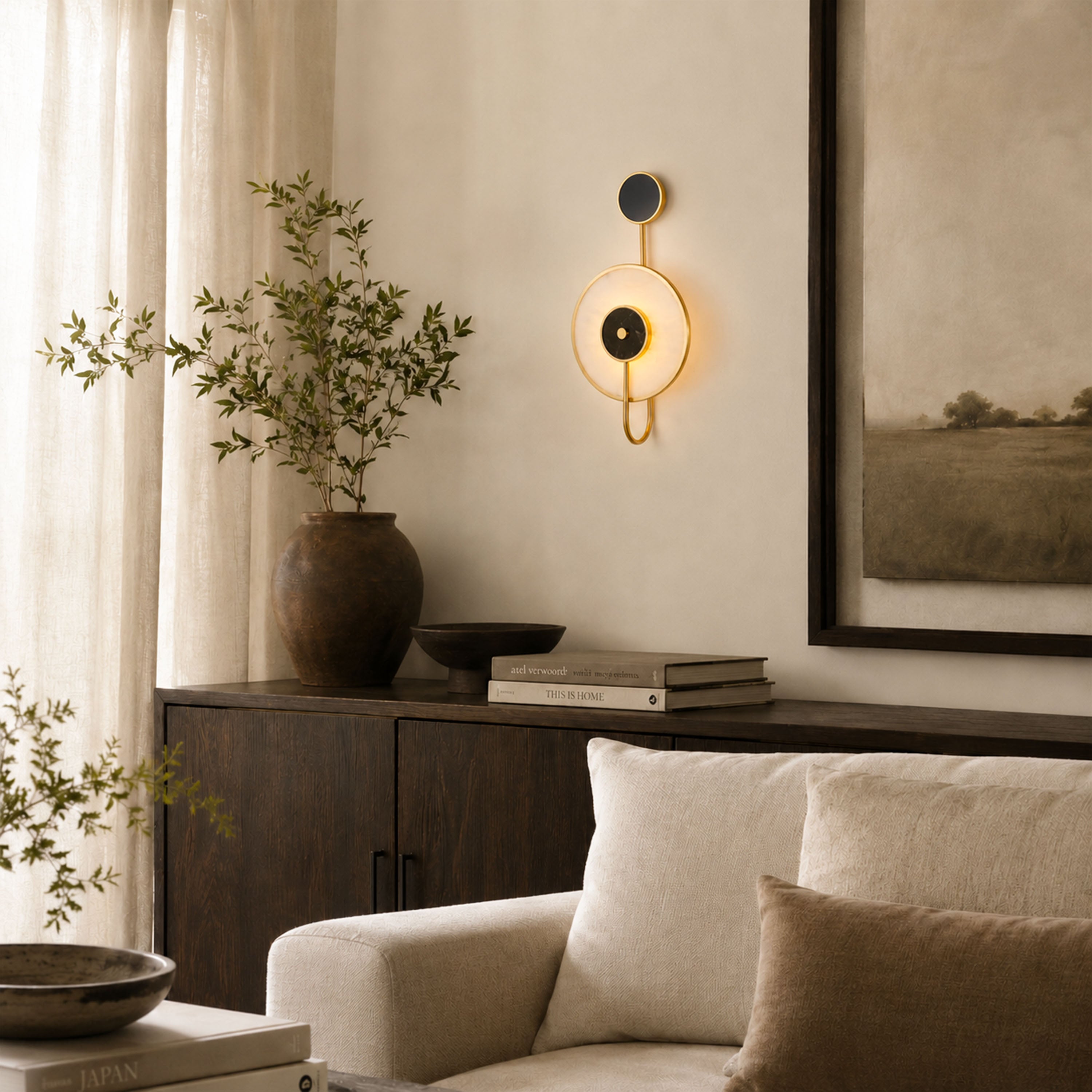 Nyxora Marble Disc Wall Sconce