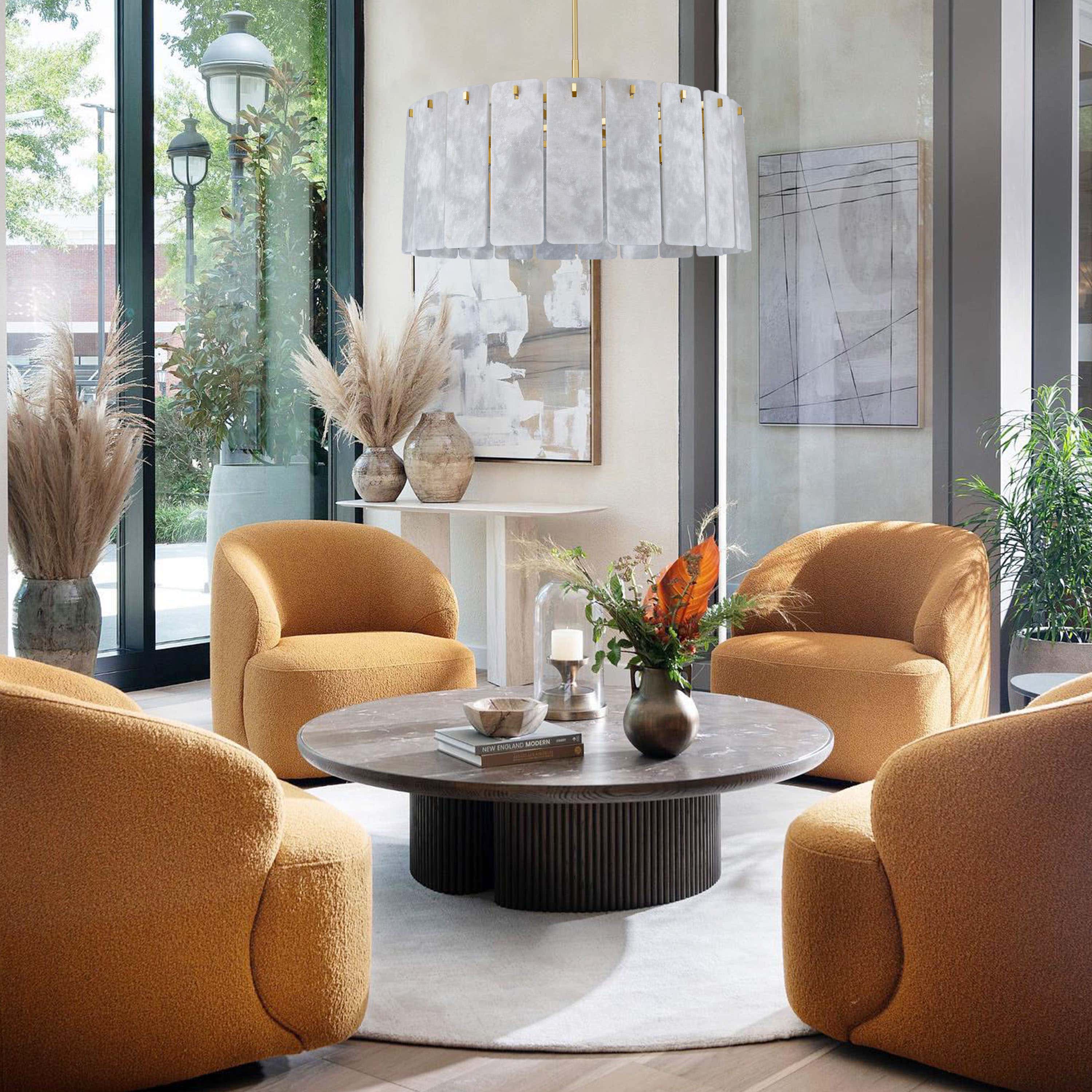 Lunara Alabaster Round Chandelier 91 cm W