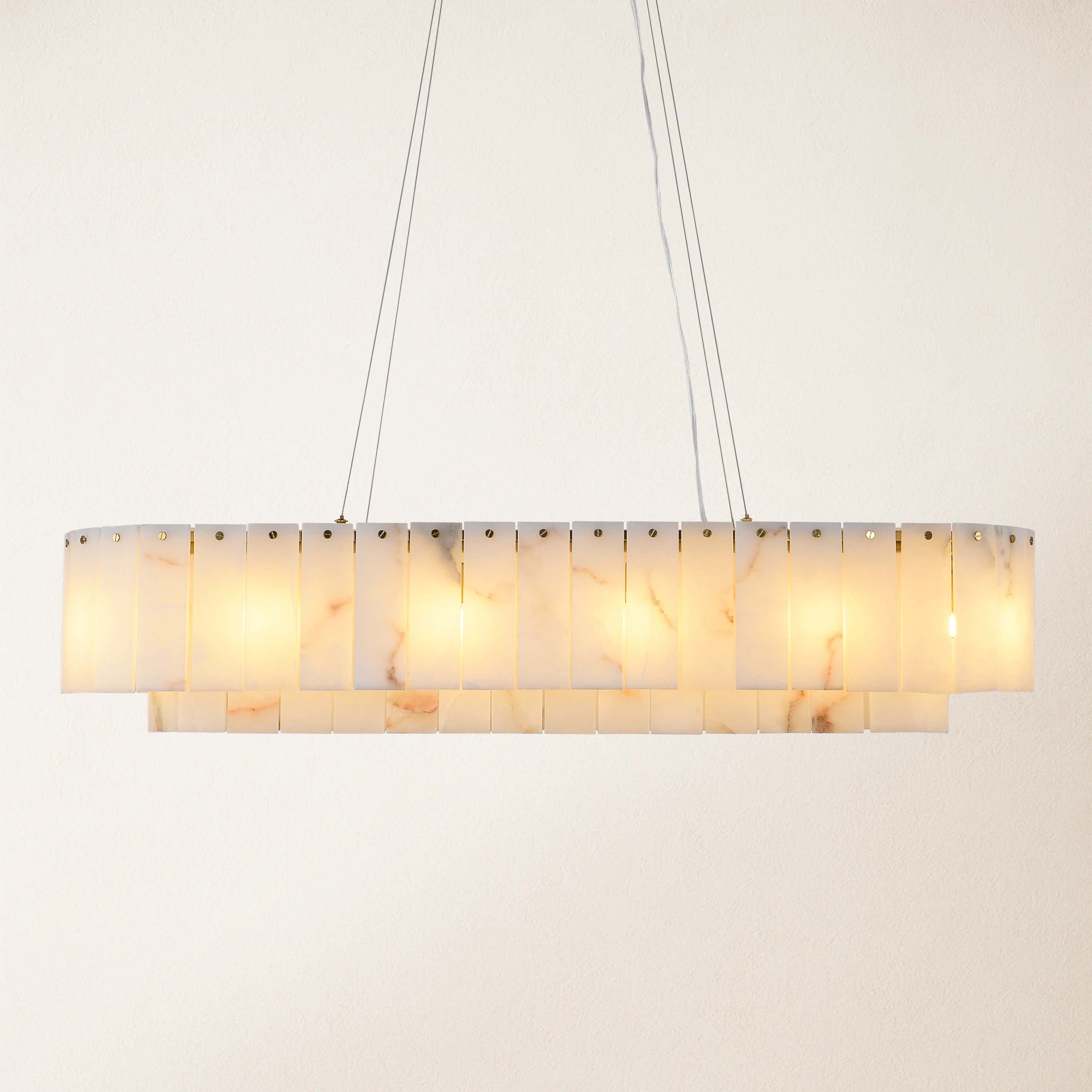 Sawyer Alabaster Oval Chandelier 40"#Finish_Gold