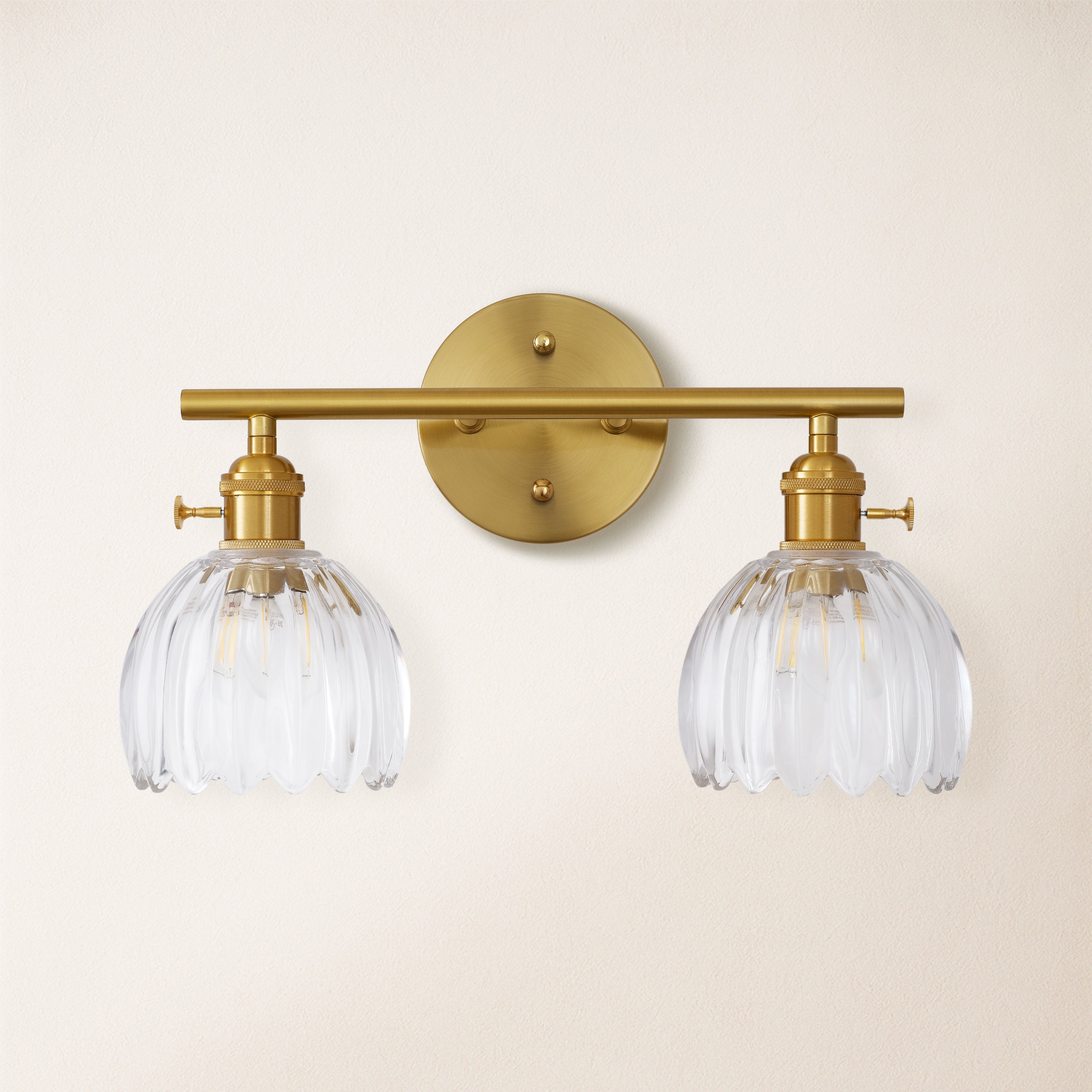 Orbixa Clear Glass 2-Lights Wall Sconce 37.8cm W