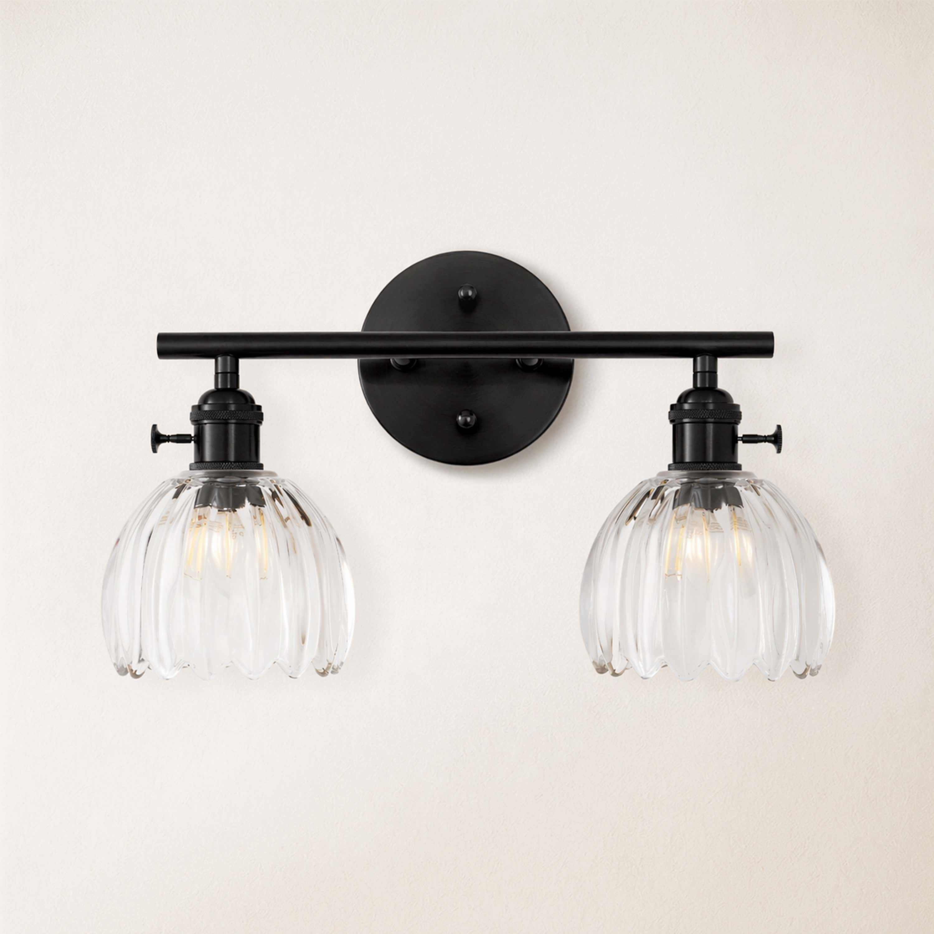 Orbixa Clear Glass 2-Lights Wall Sconce 37.8cm W