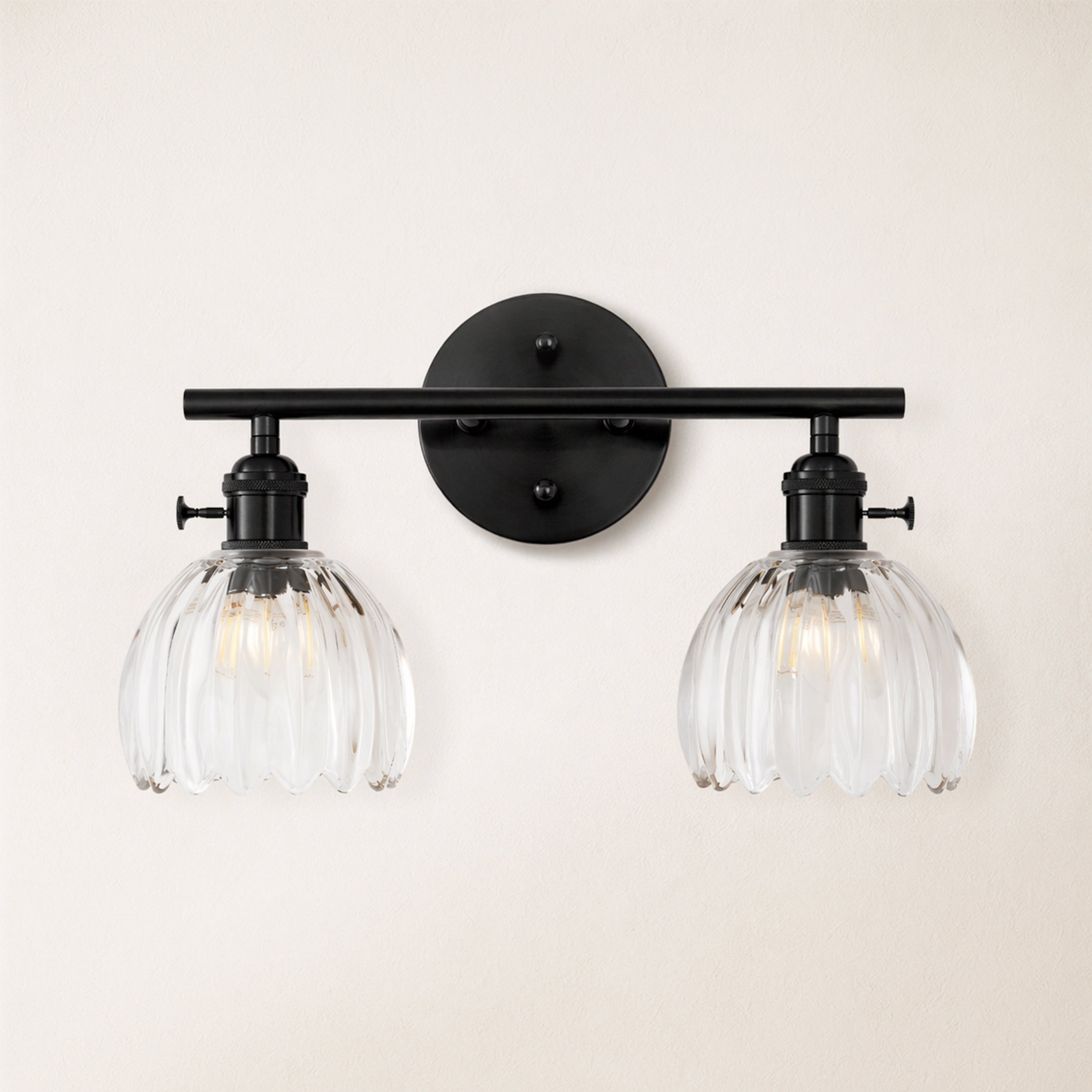 Orbixa Clear Glass 2-Lights Wall Sconce 37.8cm W