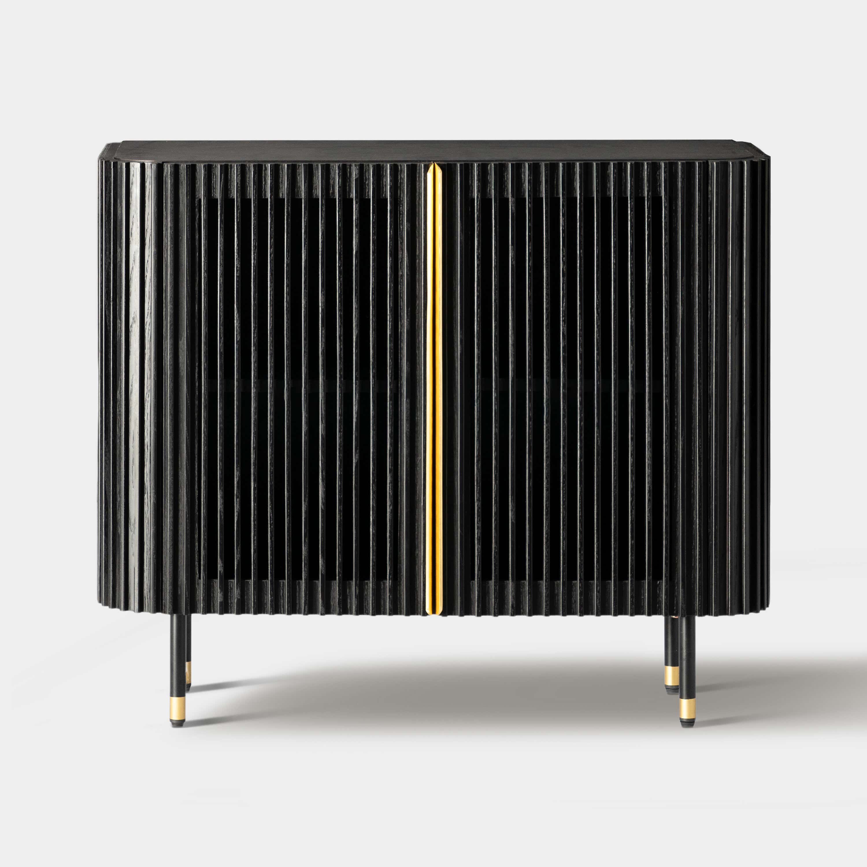 Ewan Oak Media Console and Cabinet Set