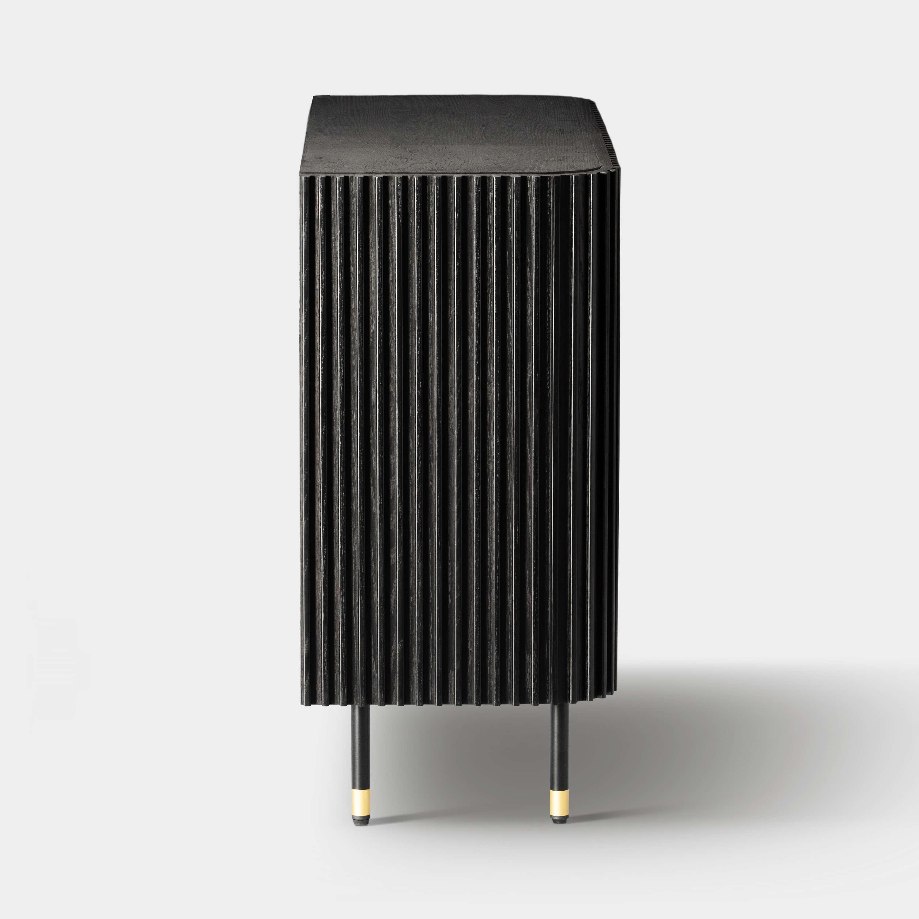 Ewan Oak Media Console and Cabinet Set