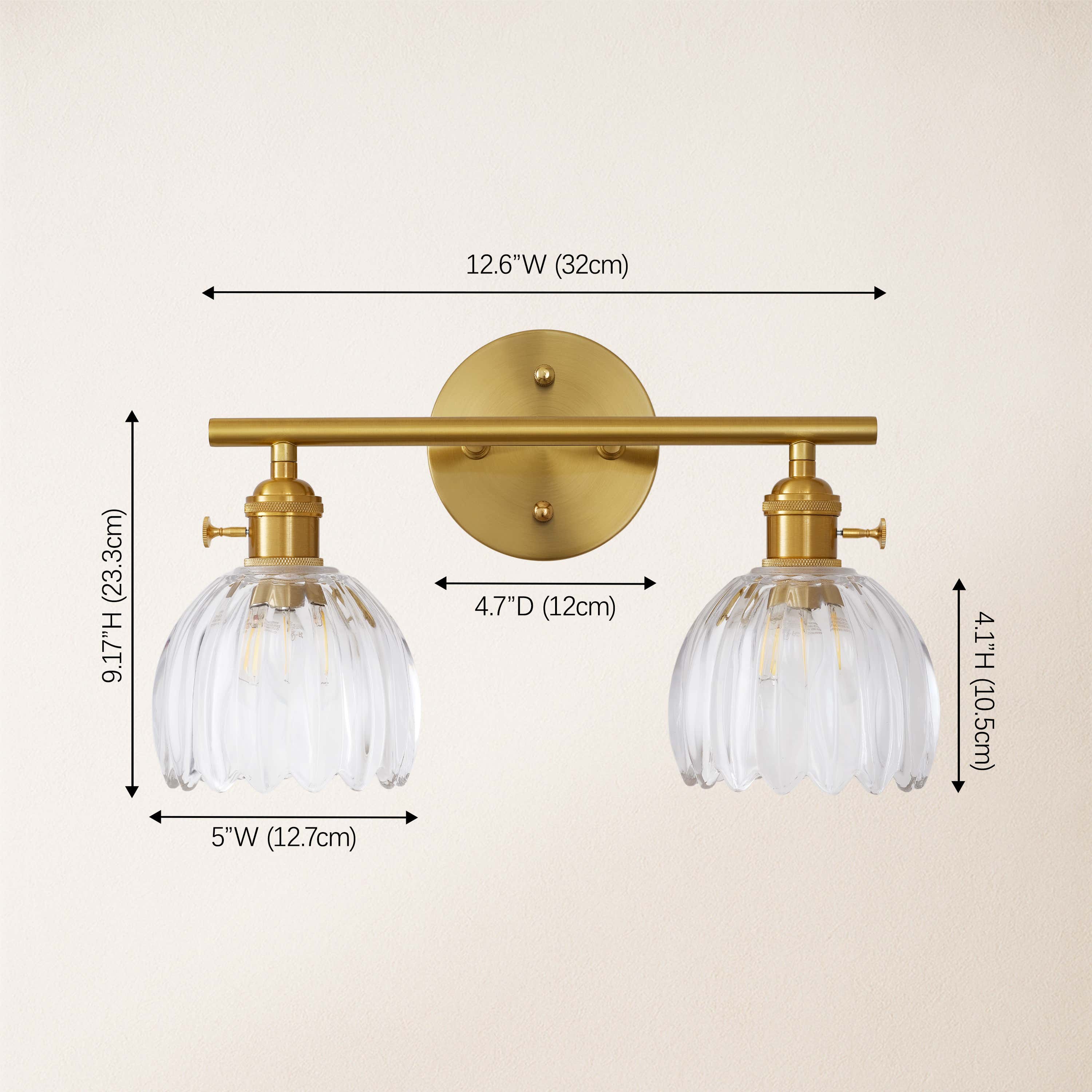 Orbixa Clear Glass 2-Lights Wall Sconce 37.8cm W