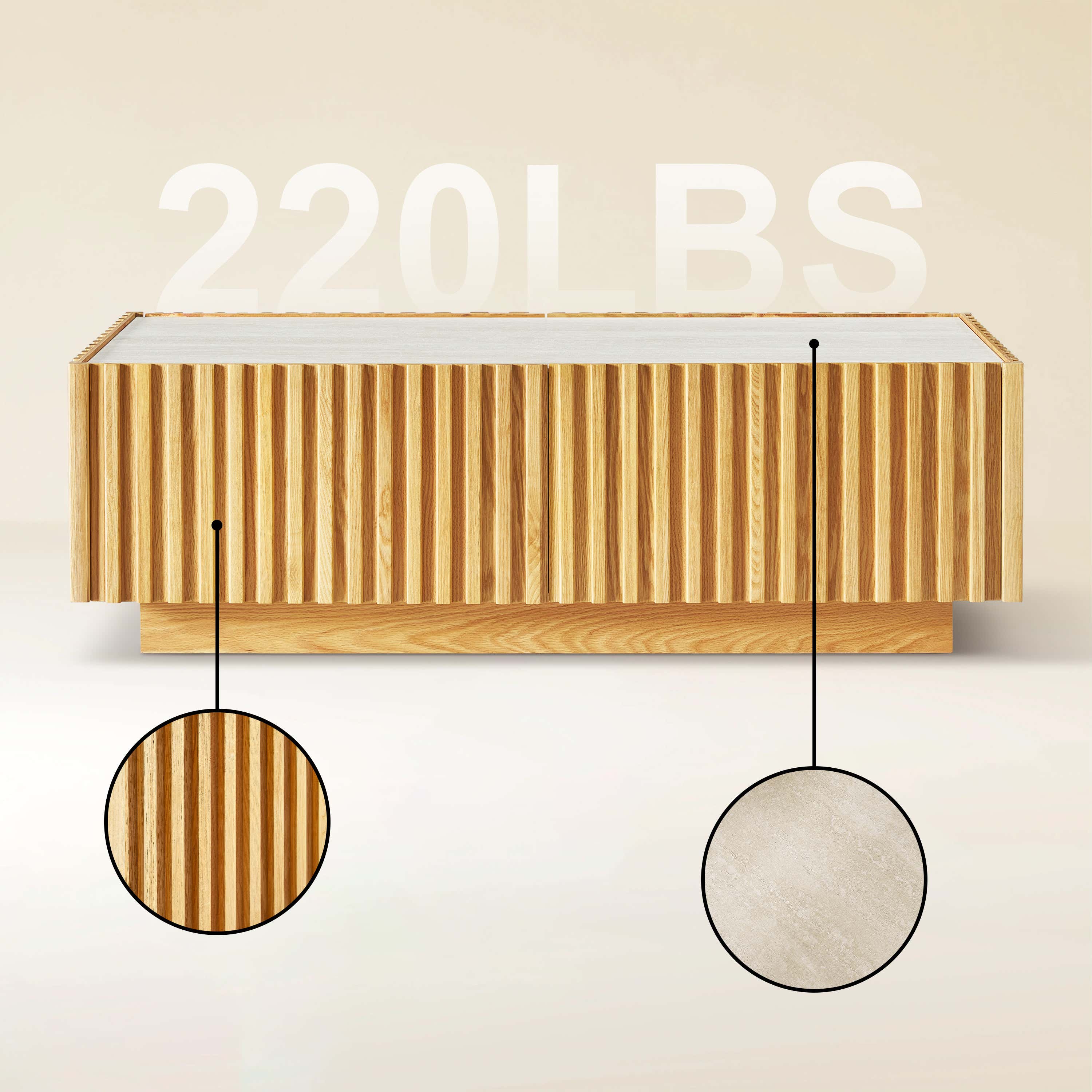 Isla Oak Sintered Stone Rectangle Coffee Table 120cm