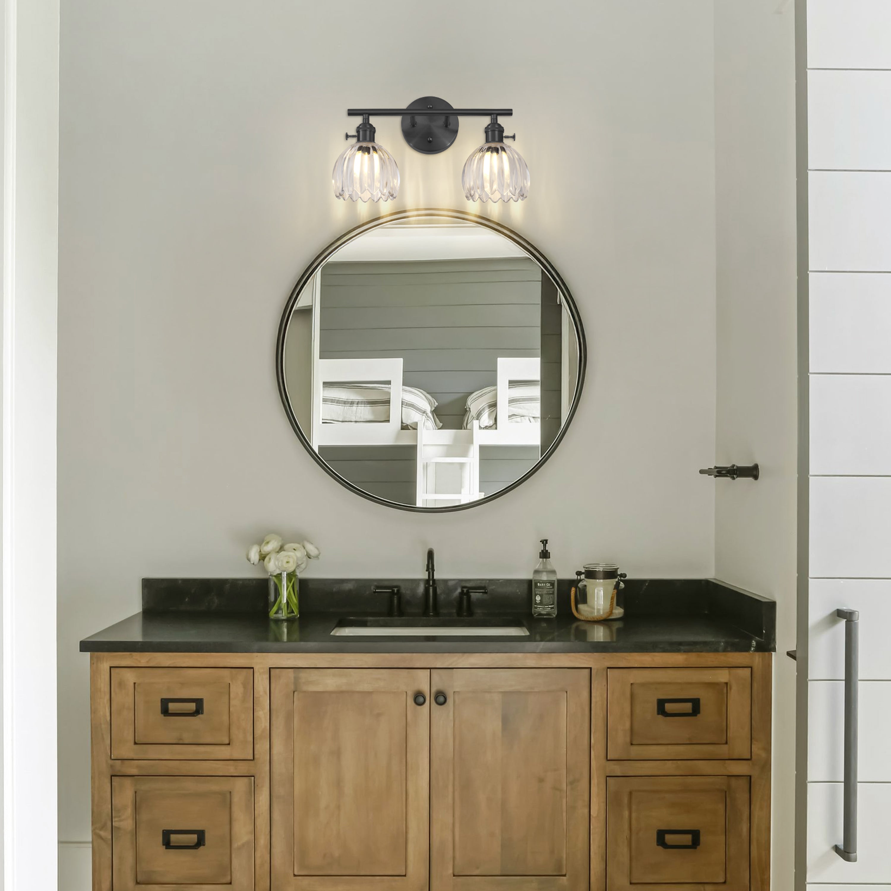 Orbixa Clear Glass 2-Lights Wall Sconce 37.8cm W