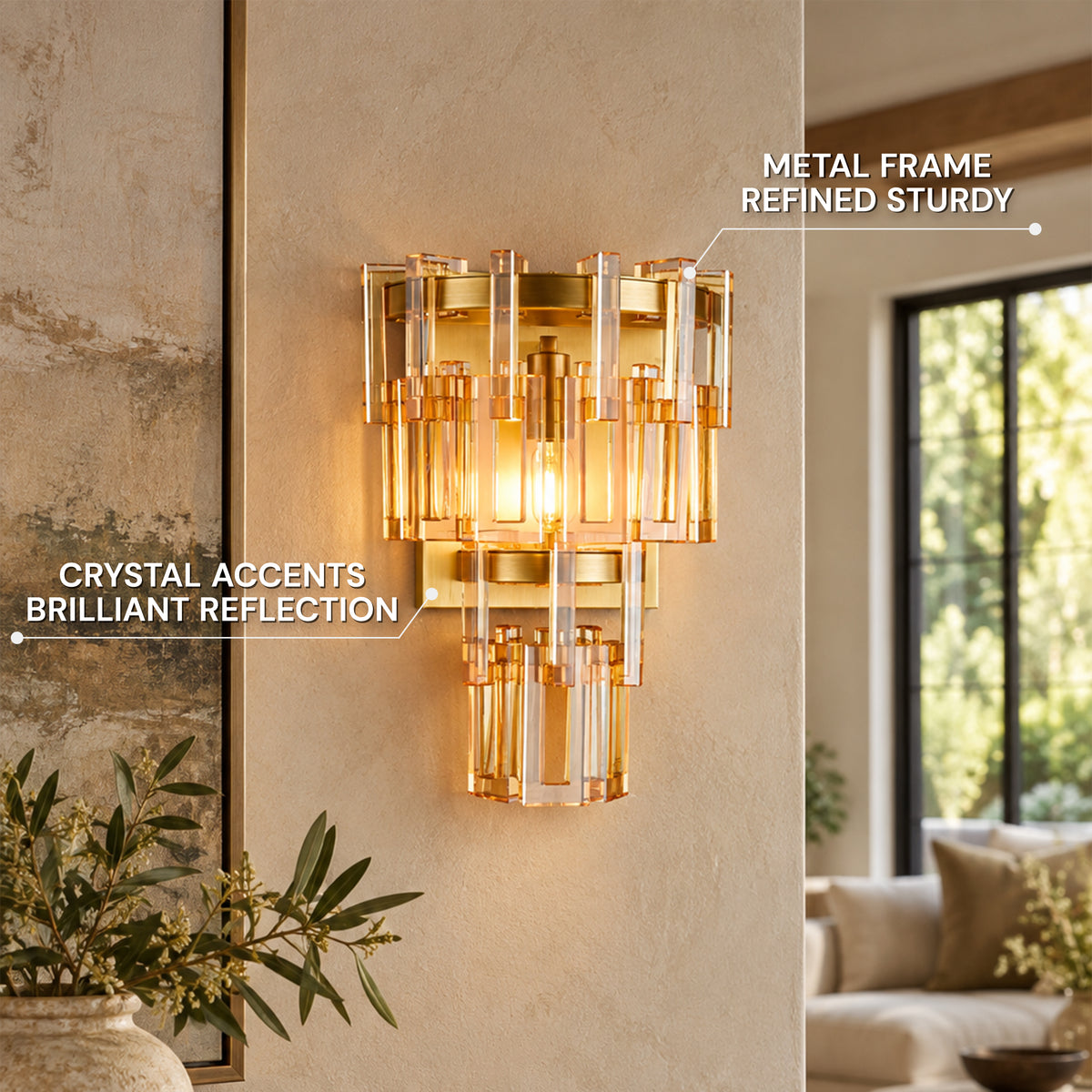 Cirelle Crystal Rectangular Wall Sconce 16.3"H
