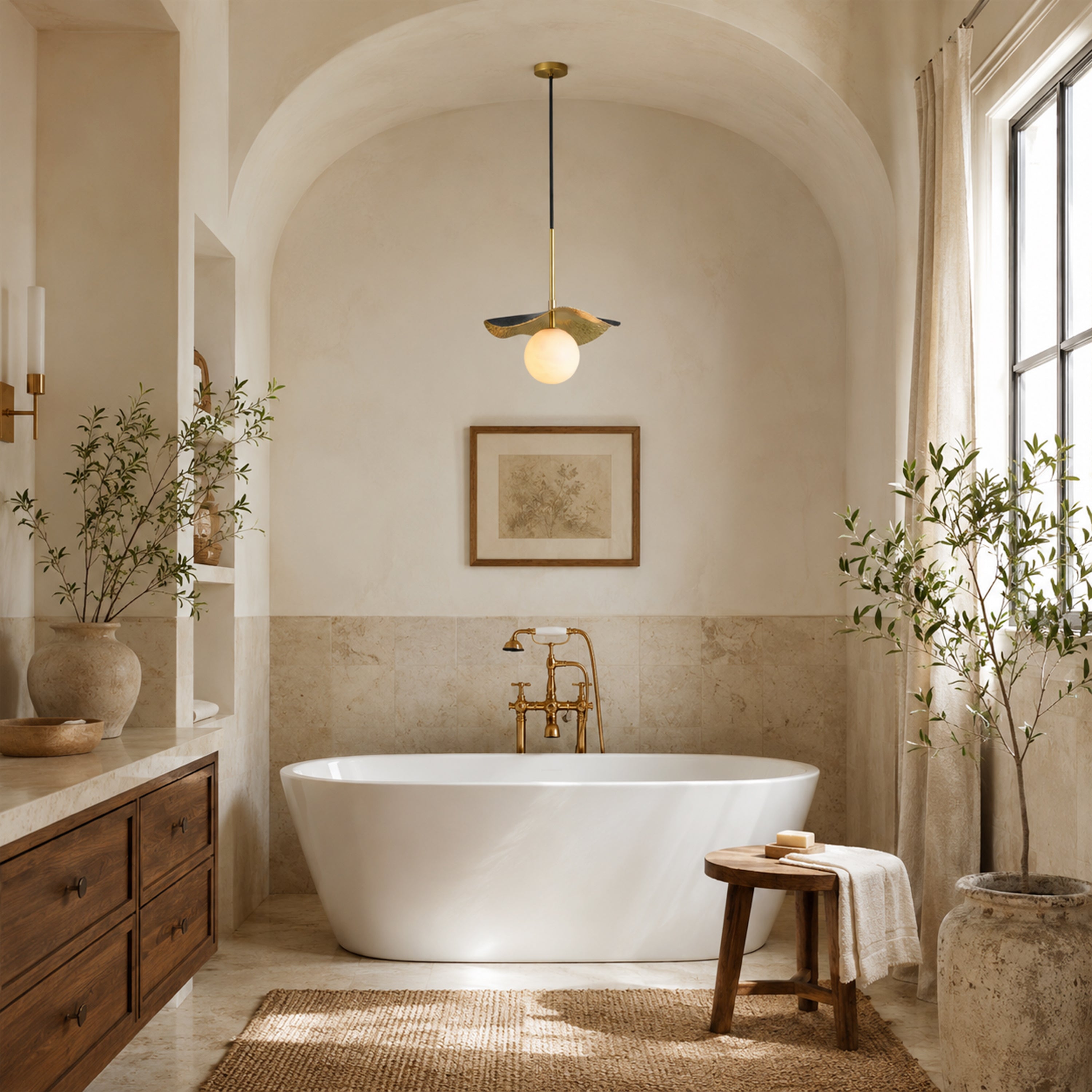 Ondine Alabaster Spherical Pendant Light
