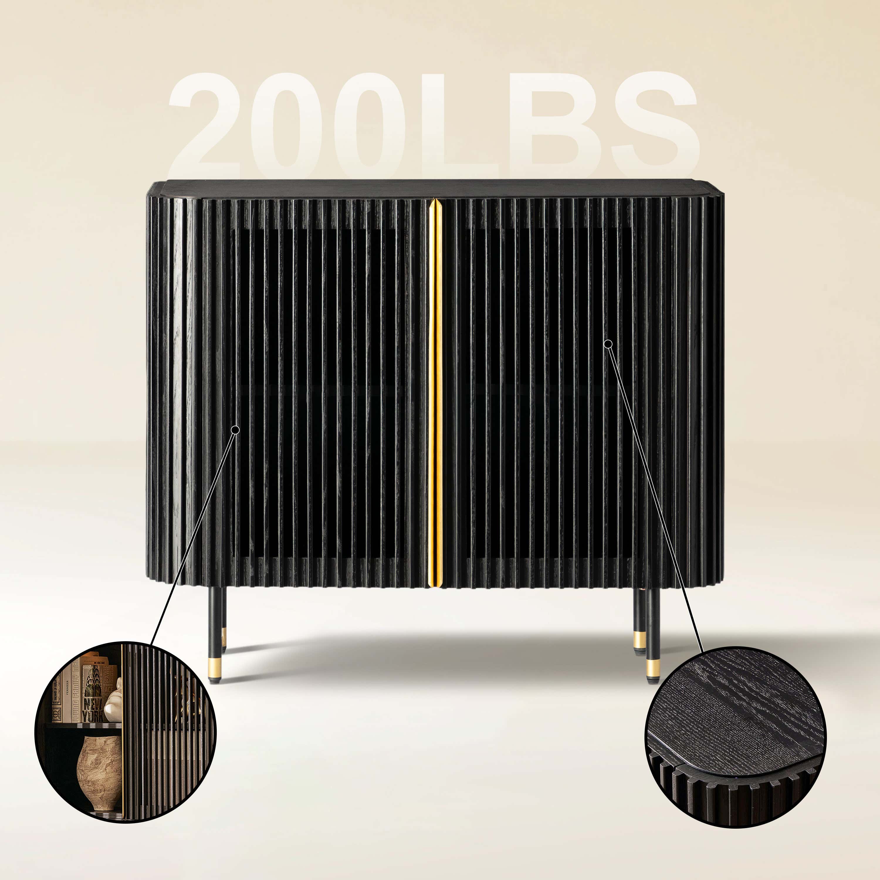 Ewan Oak Media Console and Cabinet Set