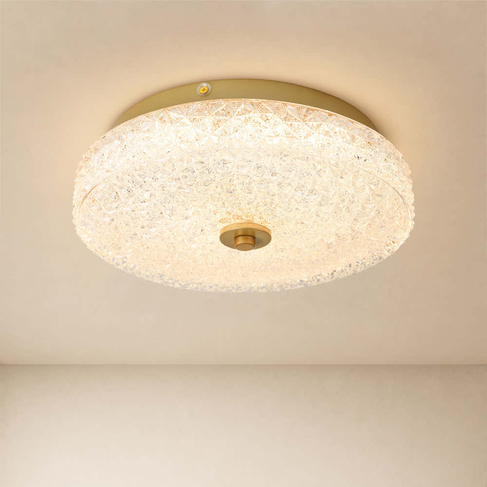 Marielle Crystal Glass Round Flush Mount#Finish_Gold