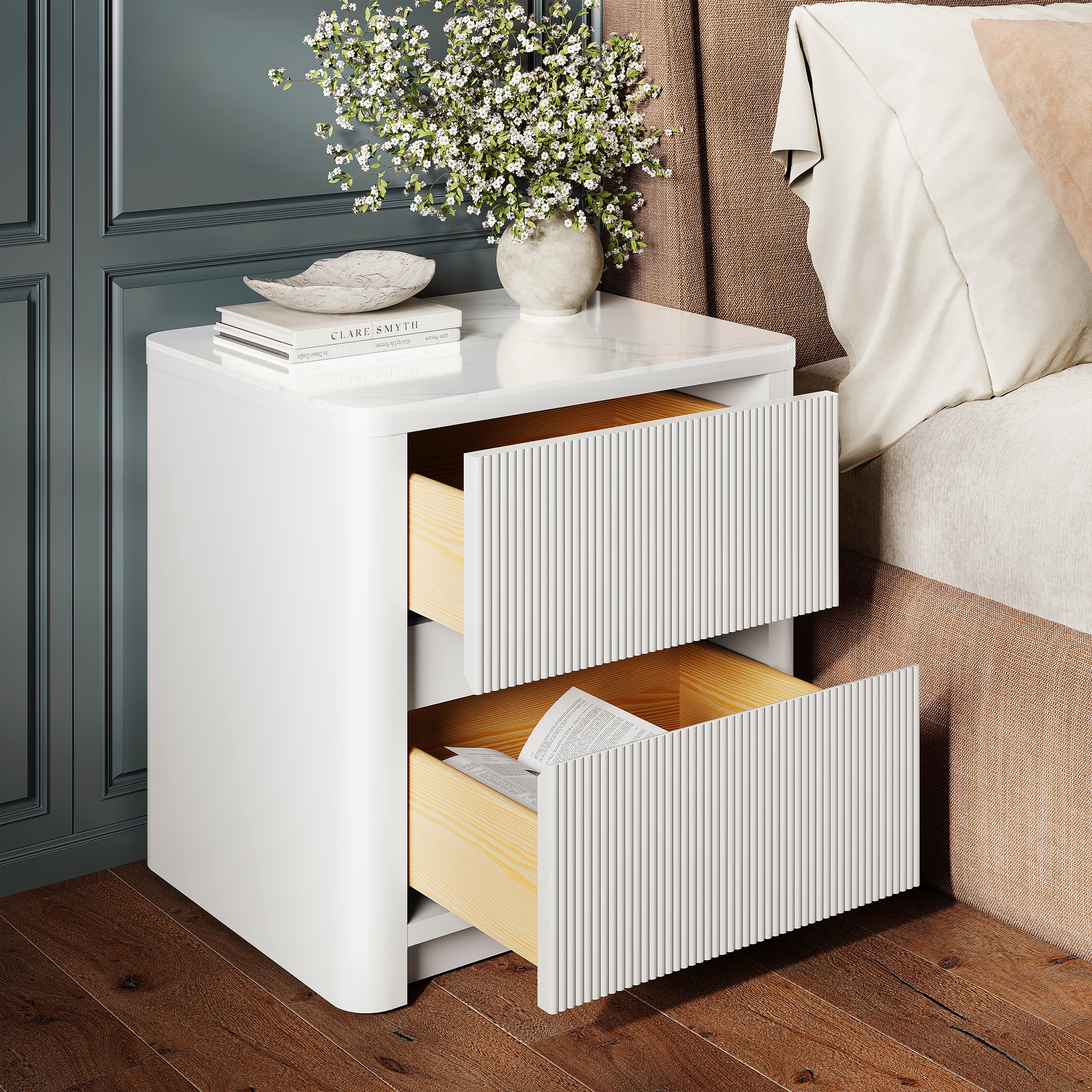 Celia Burnt Stone Nightstand 20"