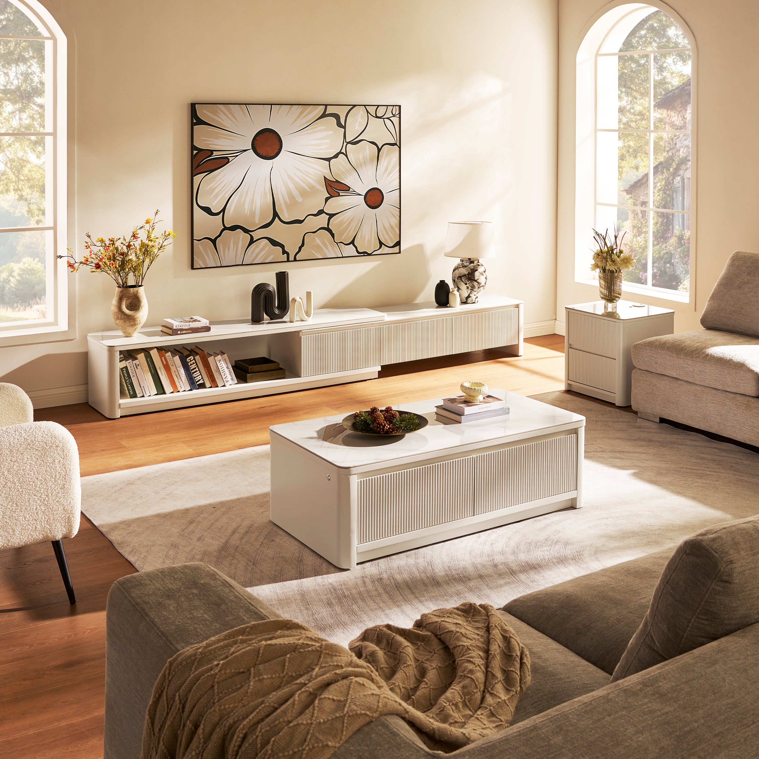 Celia Oak Media Console 71"