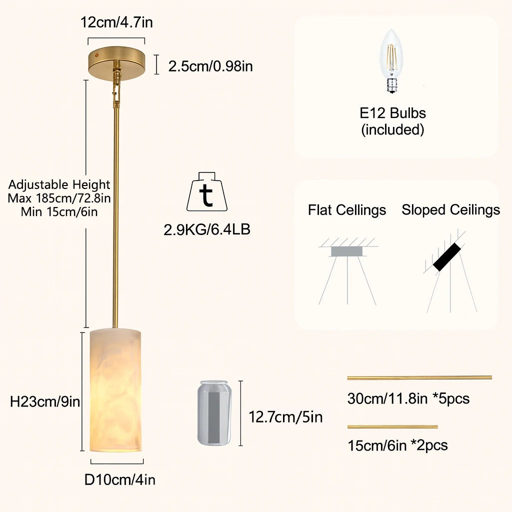 Arlo Alabaster Pendant Lights 10cm