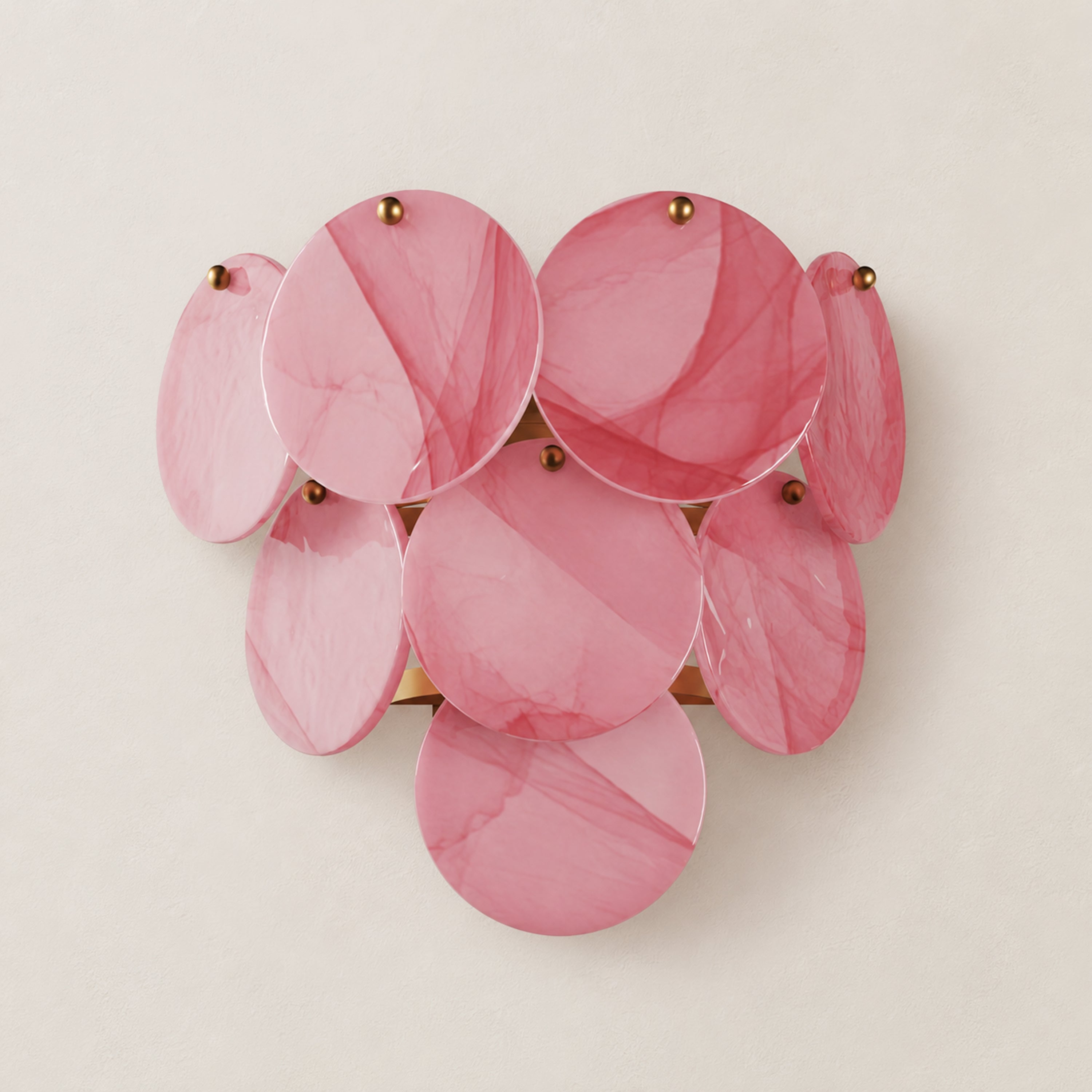 Auralis Pink Glass Disc Wall Sconce 15"W