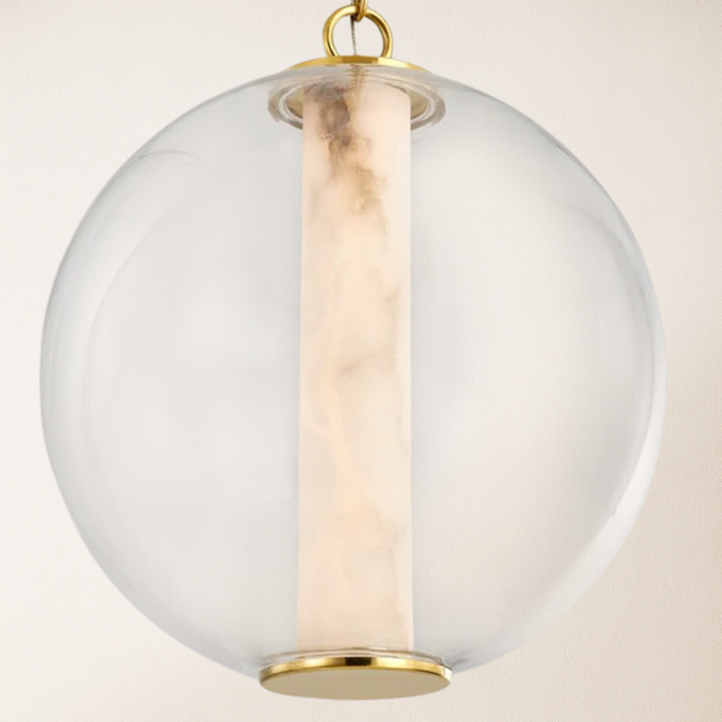 Auroba Alabaster Tube Glass Globe Pendant 14''D