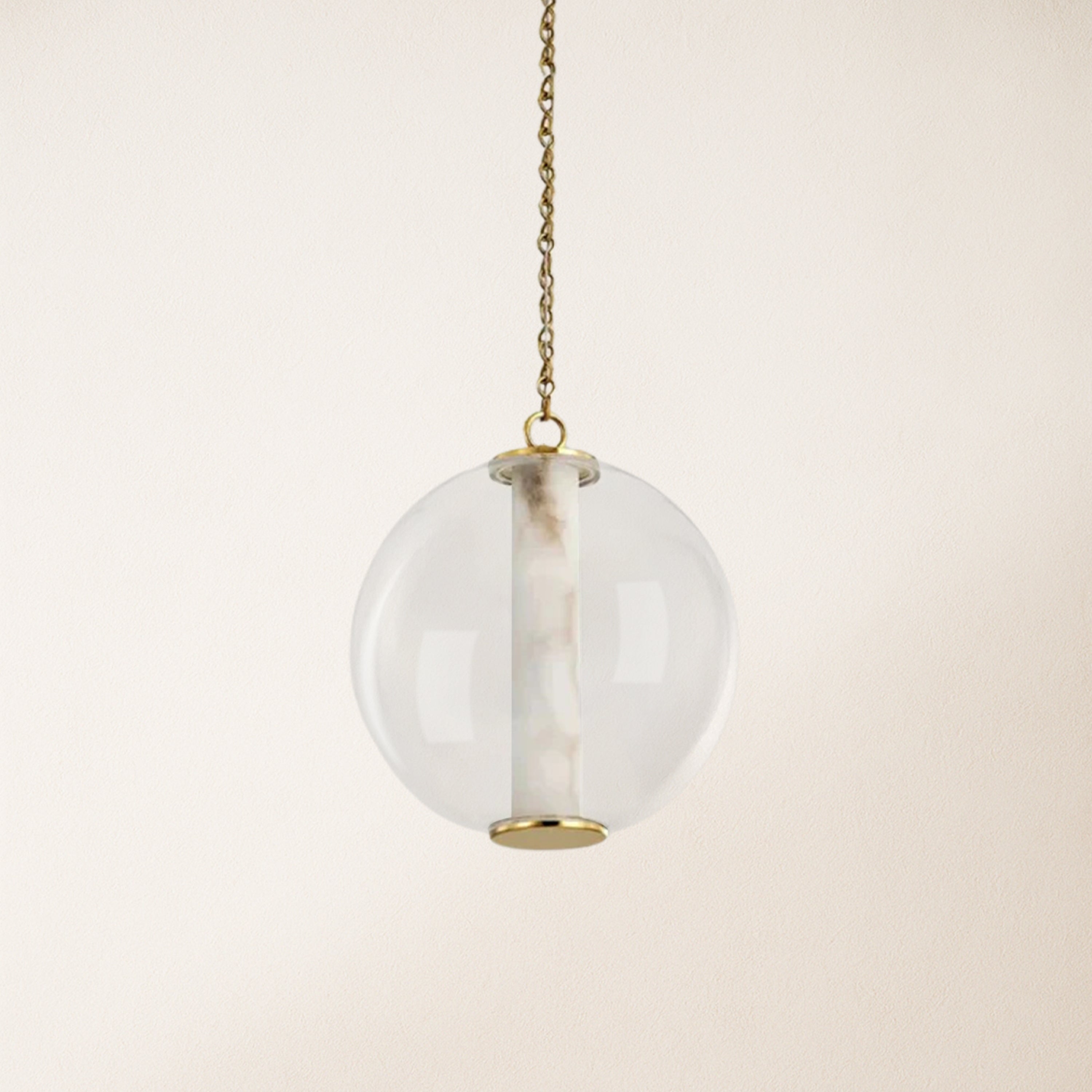 Auroba Alabaster Tube Glass Globe Pendant 14''D