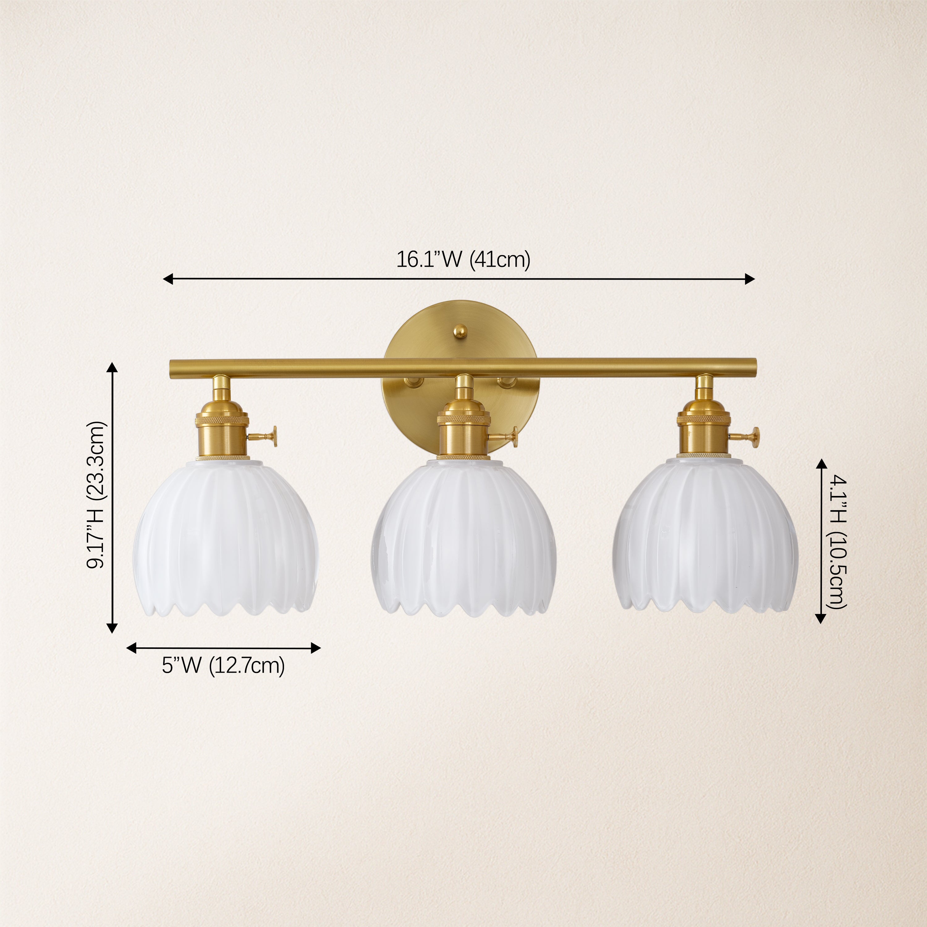 Orbixa Milky Glass 3-Lights Wall Sconce 47.7cm W