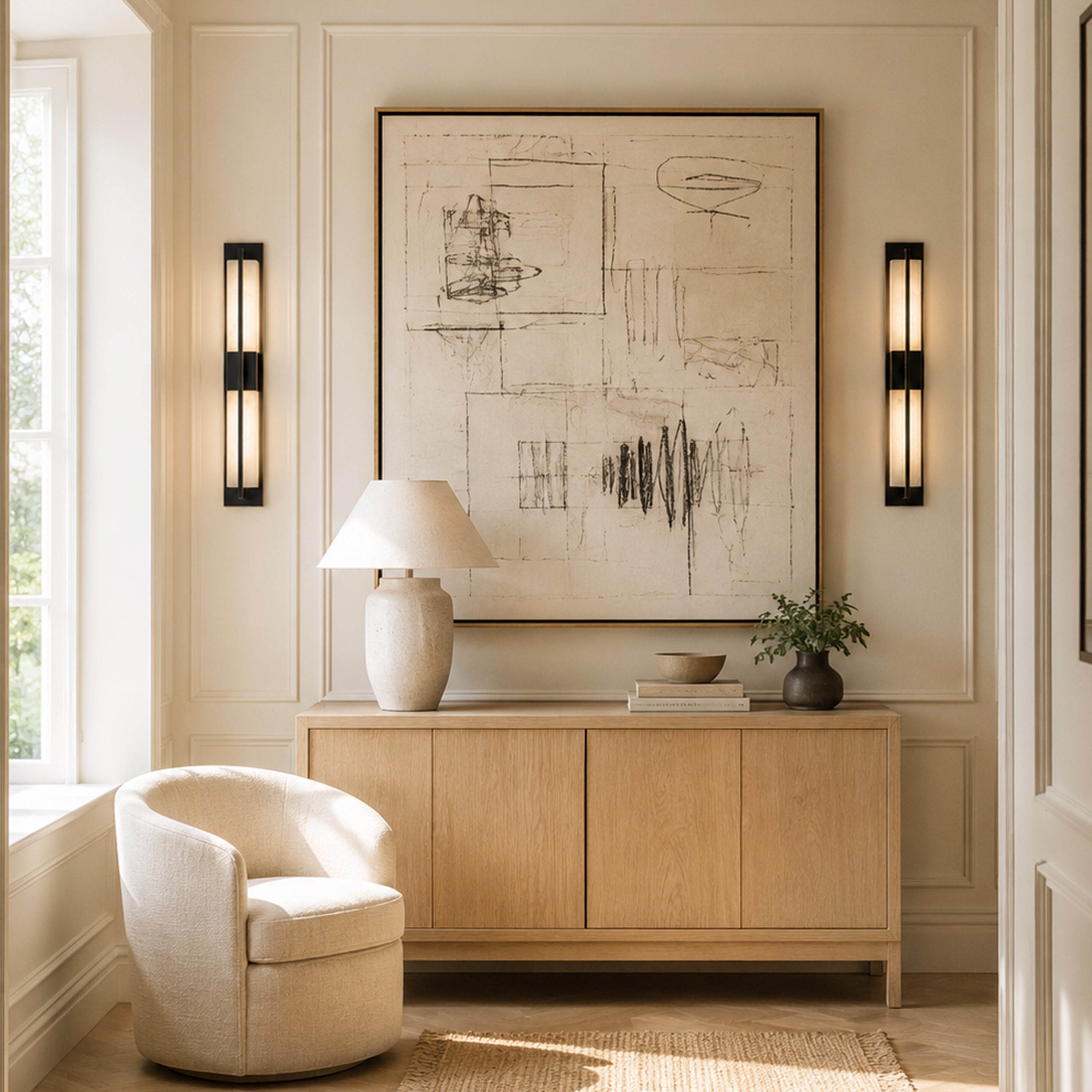 Caelum Alabaster Cuboid Wall Sconce