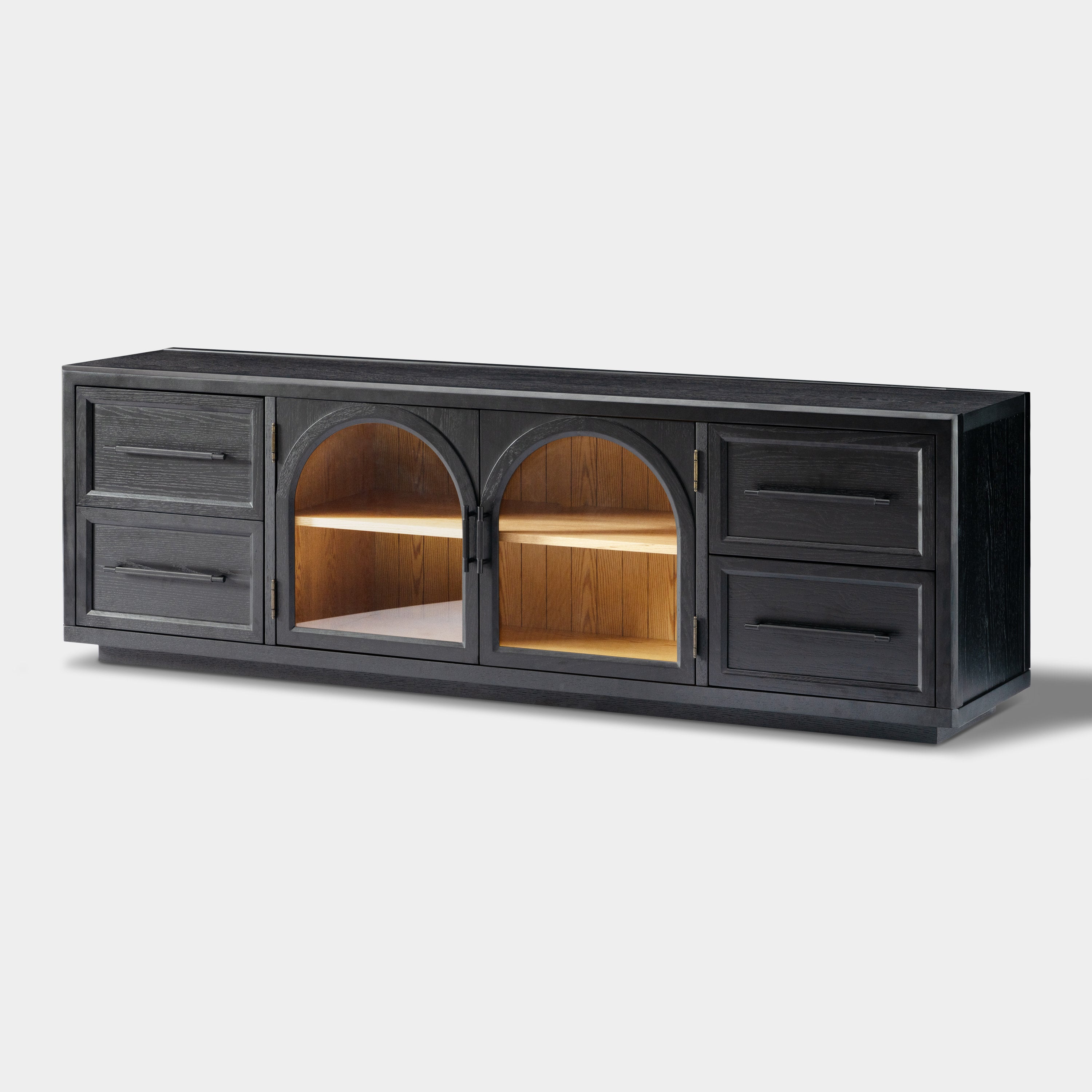 Alvar Oak Media Console and Sideboard Set