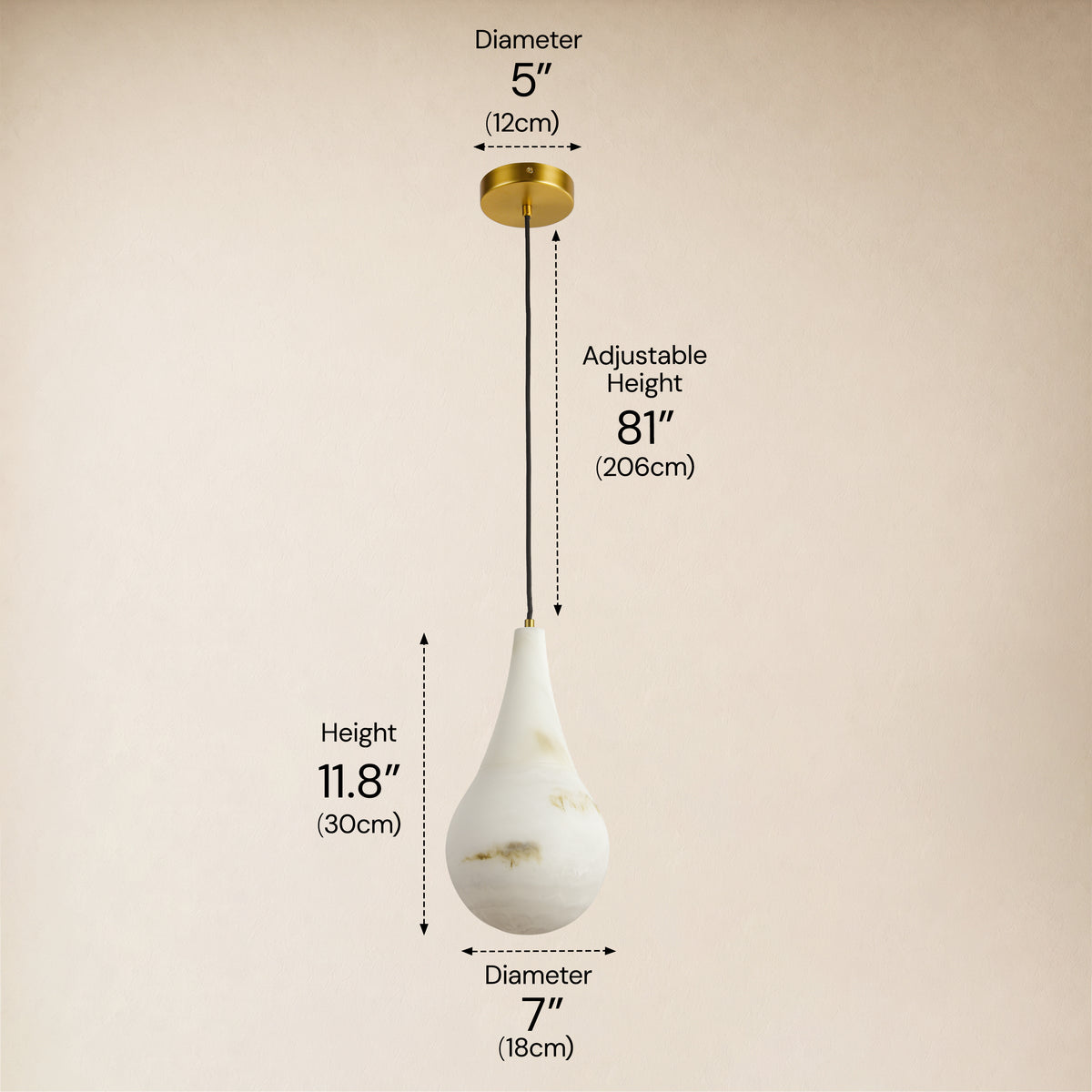 Sylvene Resin Teardrop Pendant 7.1"D
