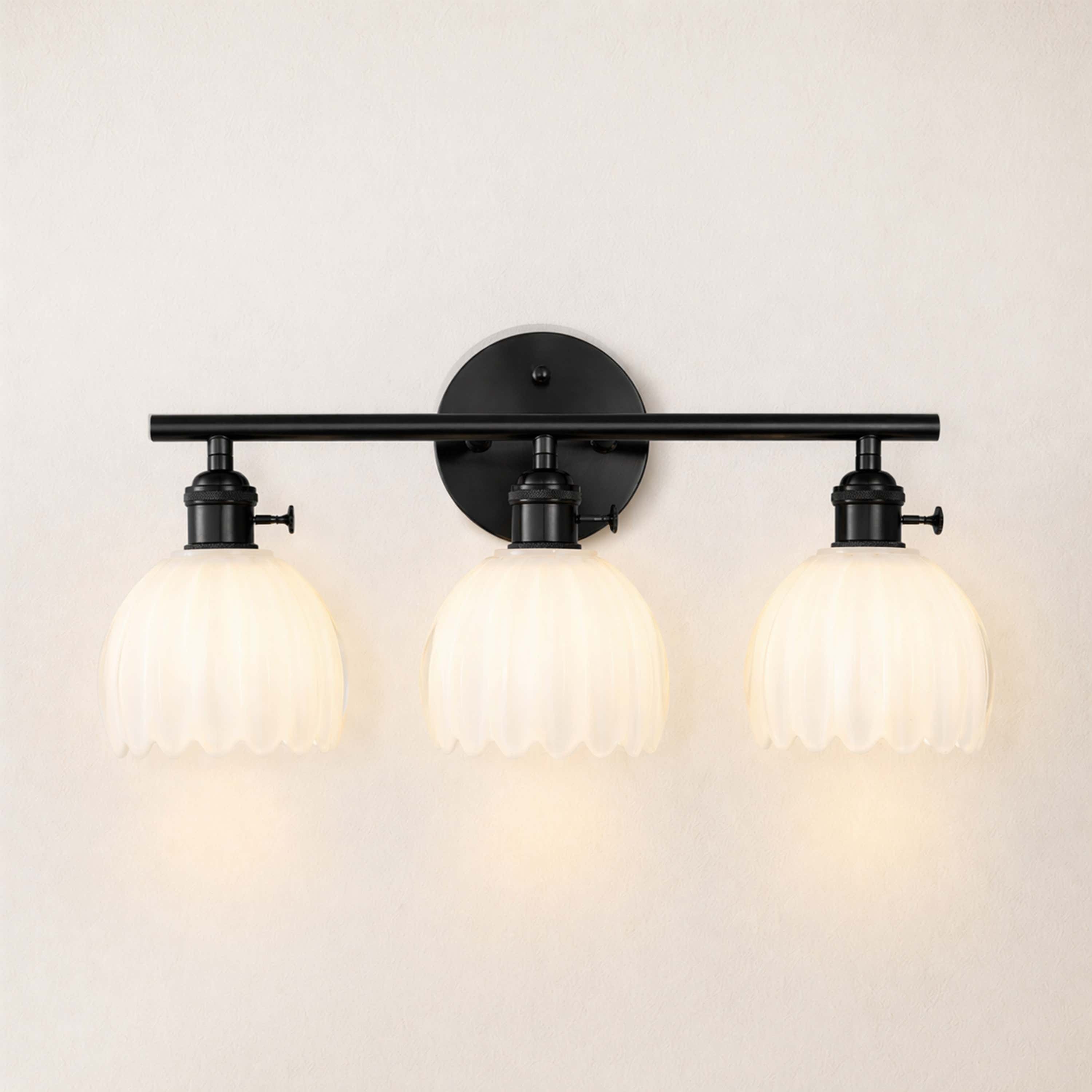 Orbixa Milky Glass 3-Lights Wall Sconce 47.7cm W