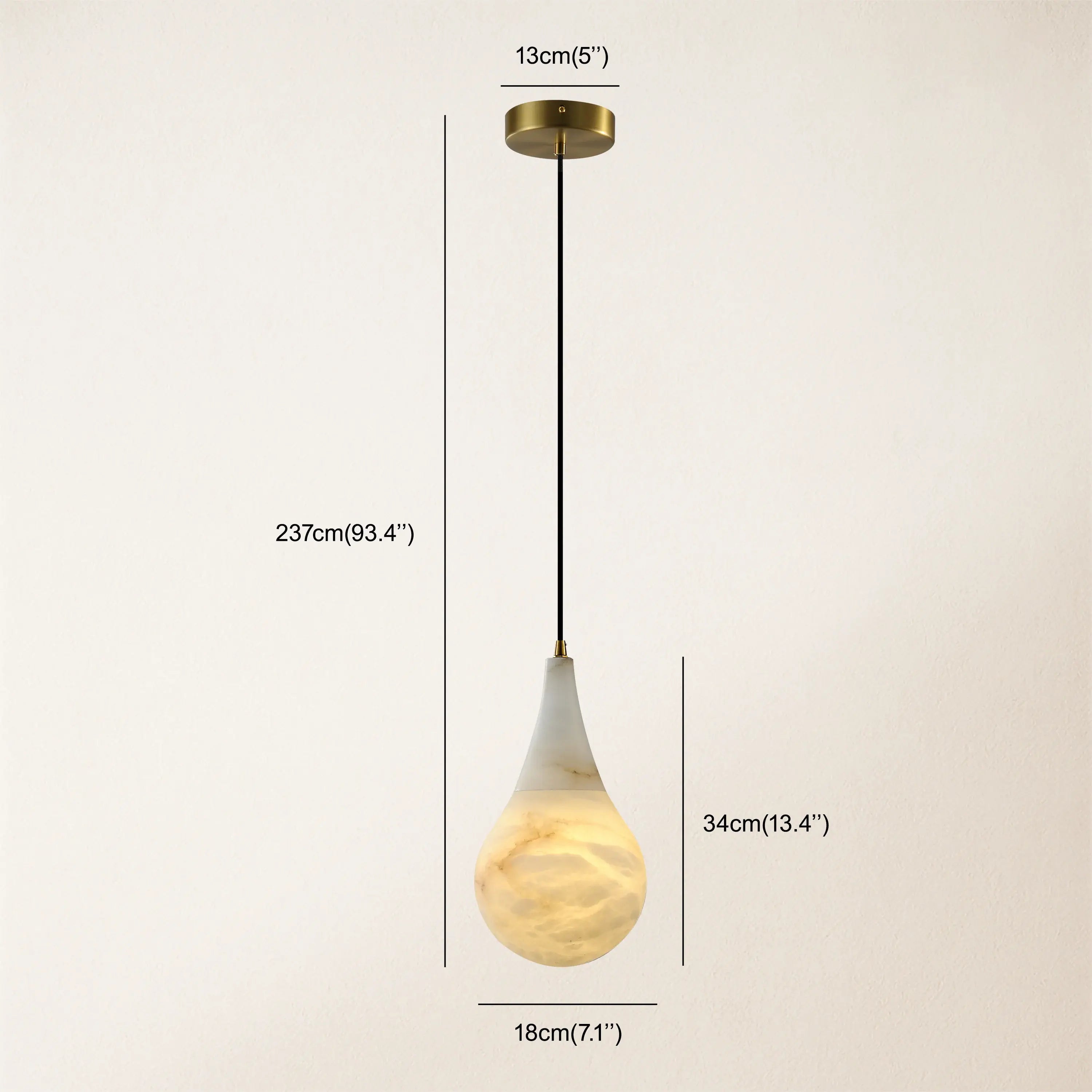 Ares Alabaster Modern Water-Drop Pendant 18cm D