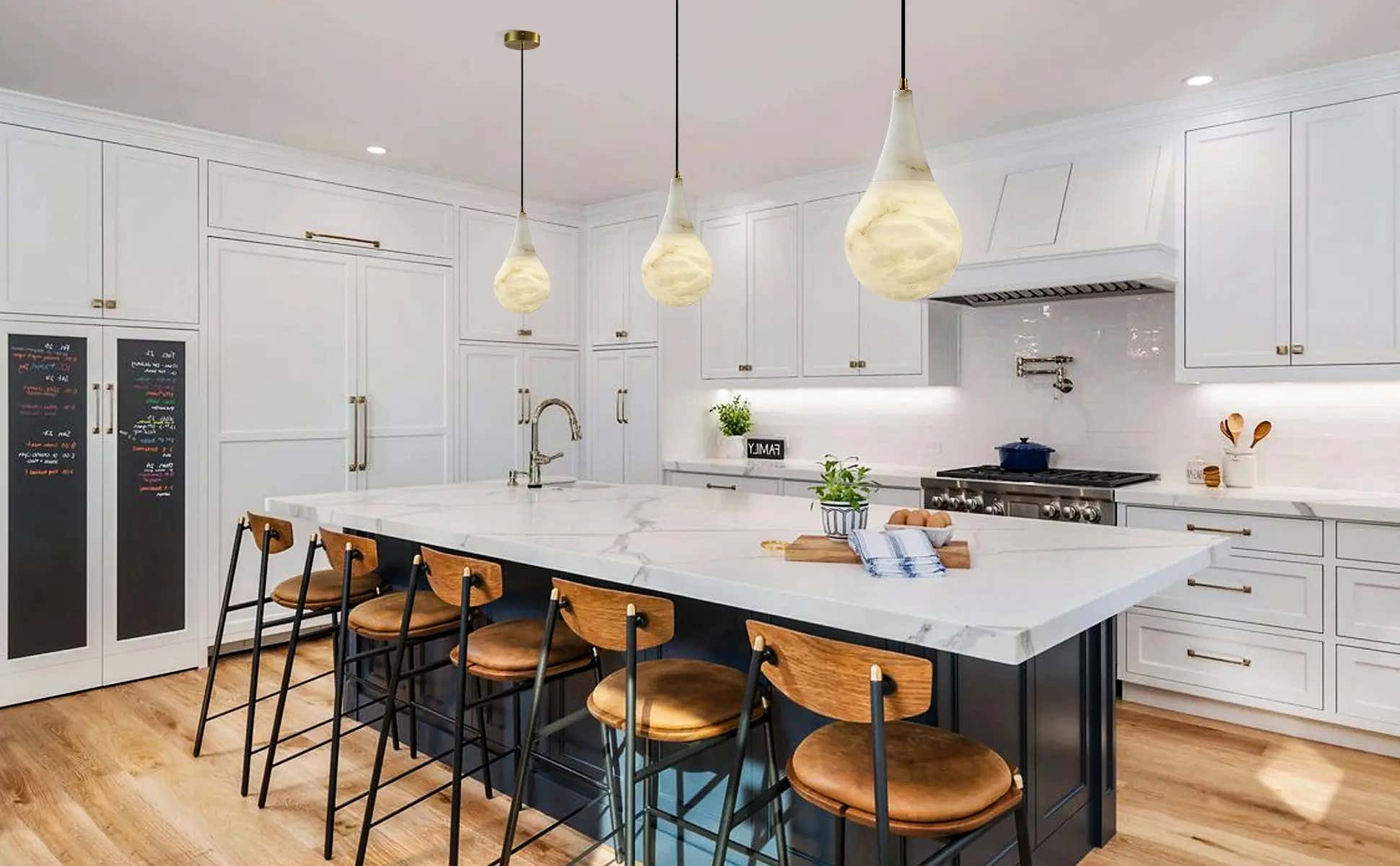 Ares Alabaster Modern Water-Drop Pendant 11cm