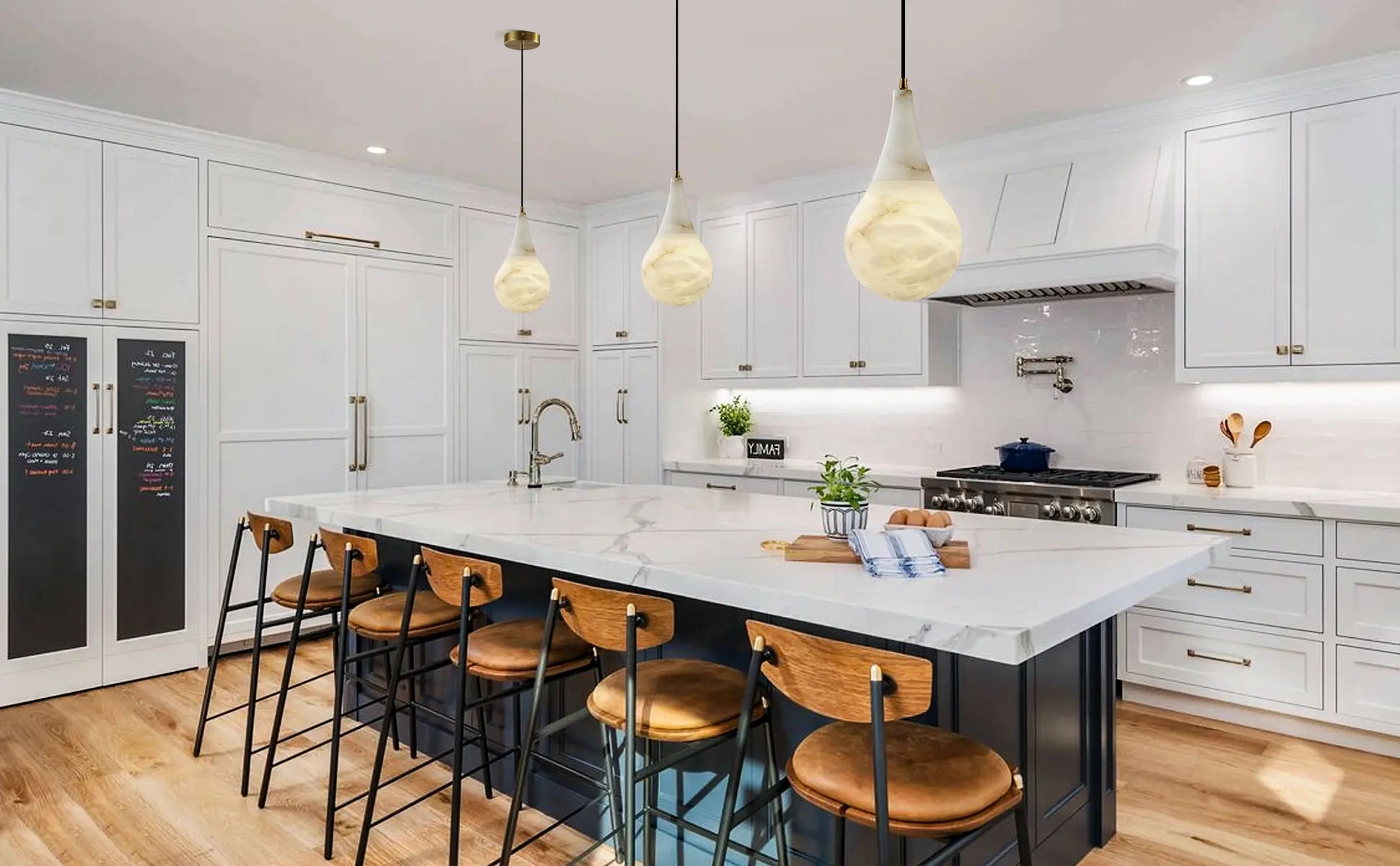 Ares Alabaster Modern Water-Drop Pendant 15cm