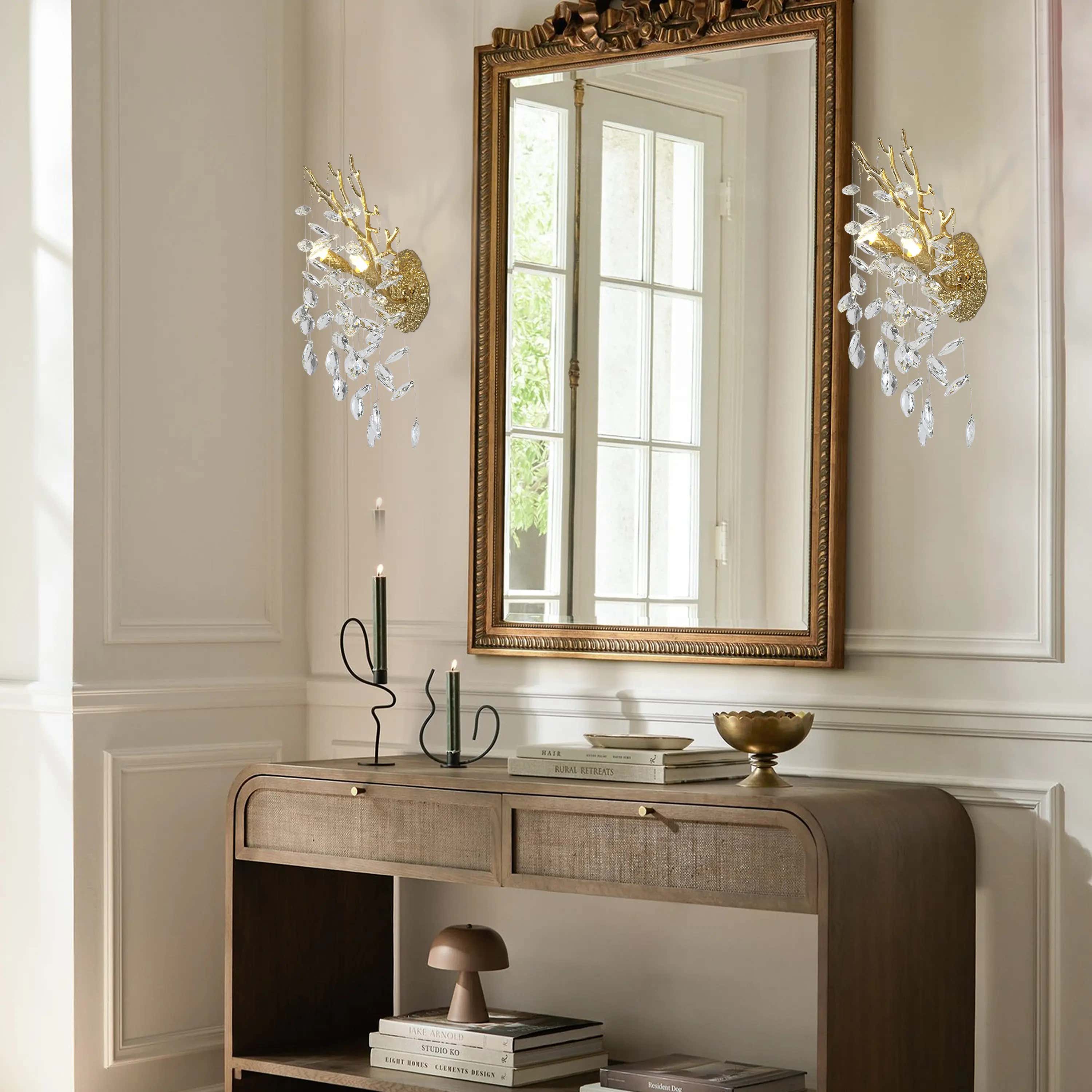 Frostleaf Crystal Branch Wall Sconce 25cm H