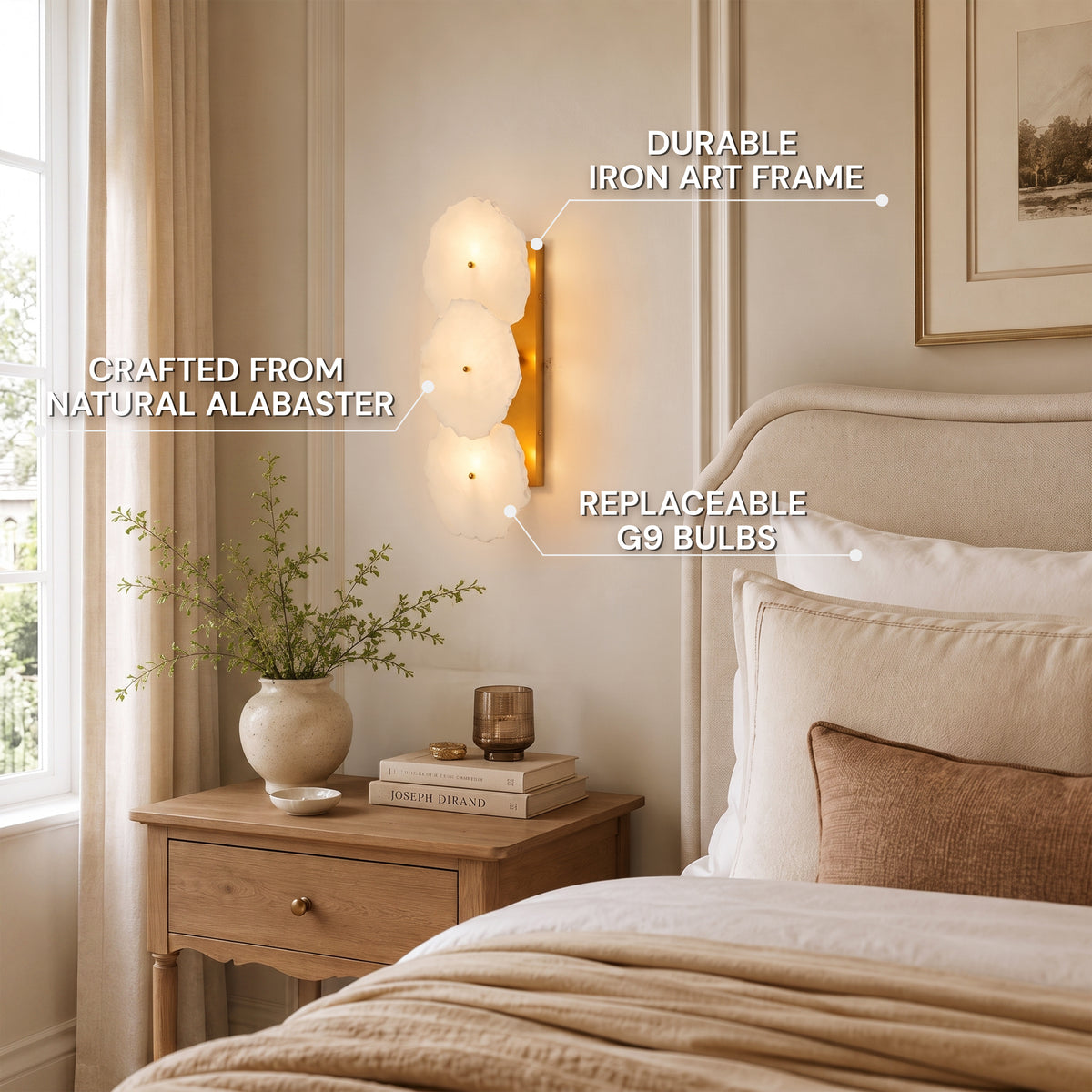 Moira Alabaster 3 Lights Wall Sconce