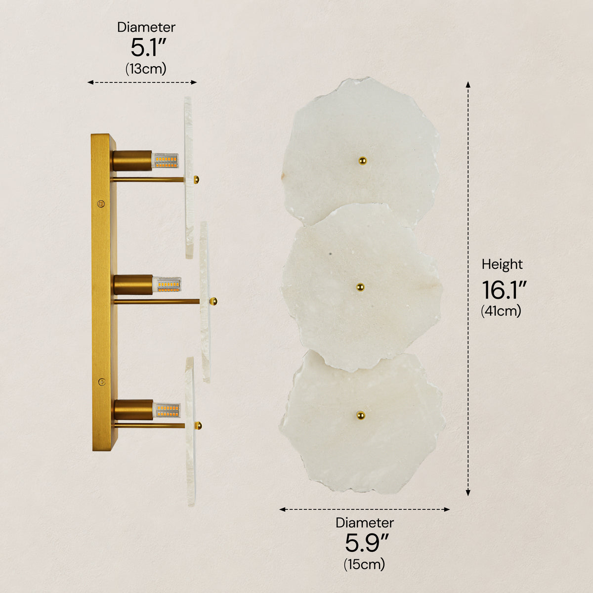 Moira Alabaster 3 Lights Wall Sconce