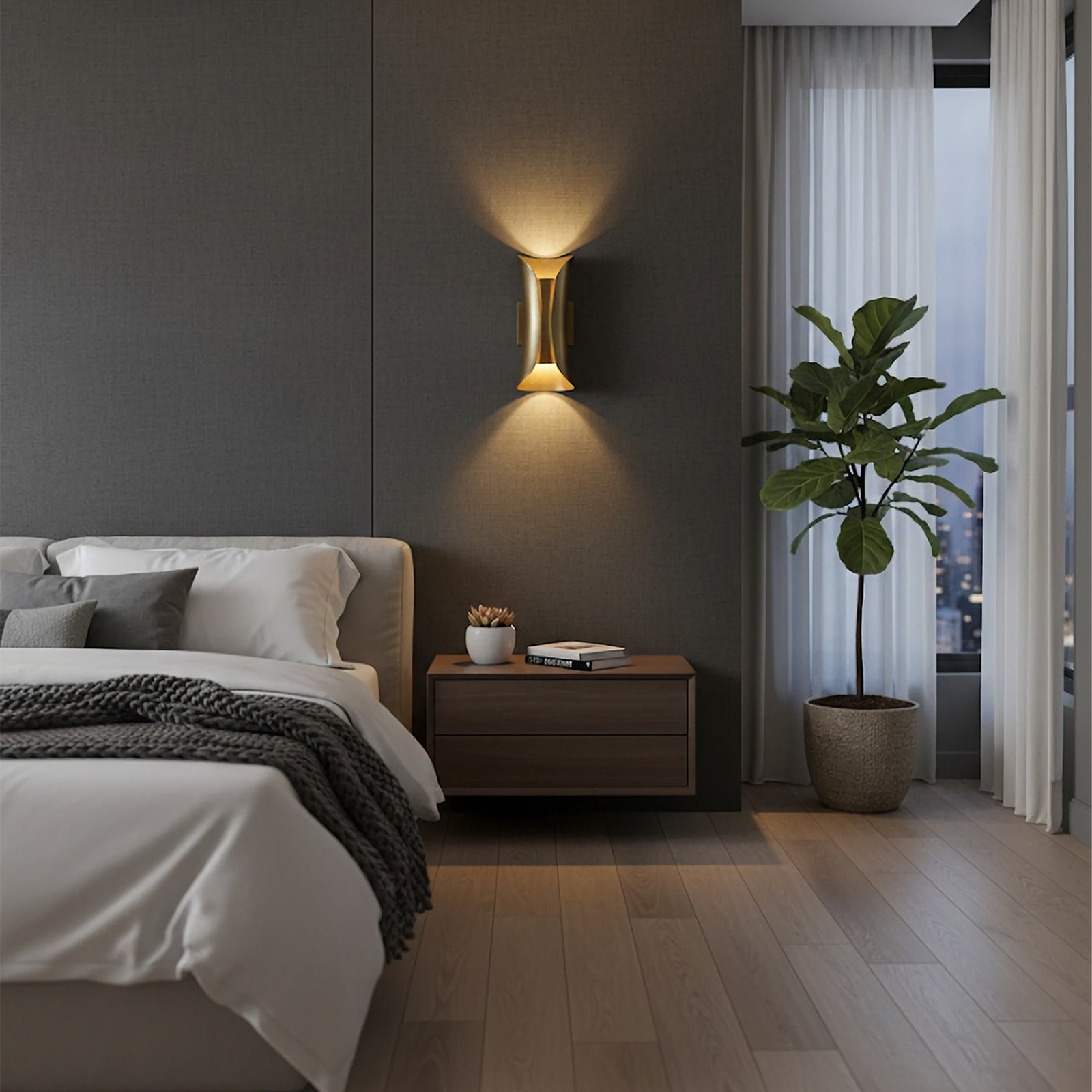 Zephyra Brass Hourglass Wall Sconce