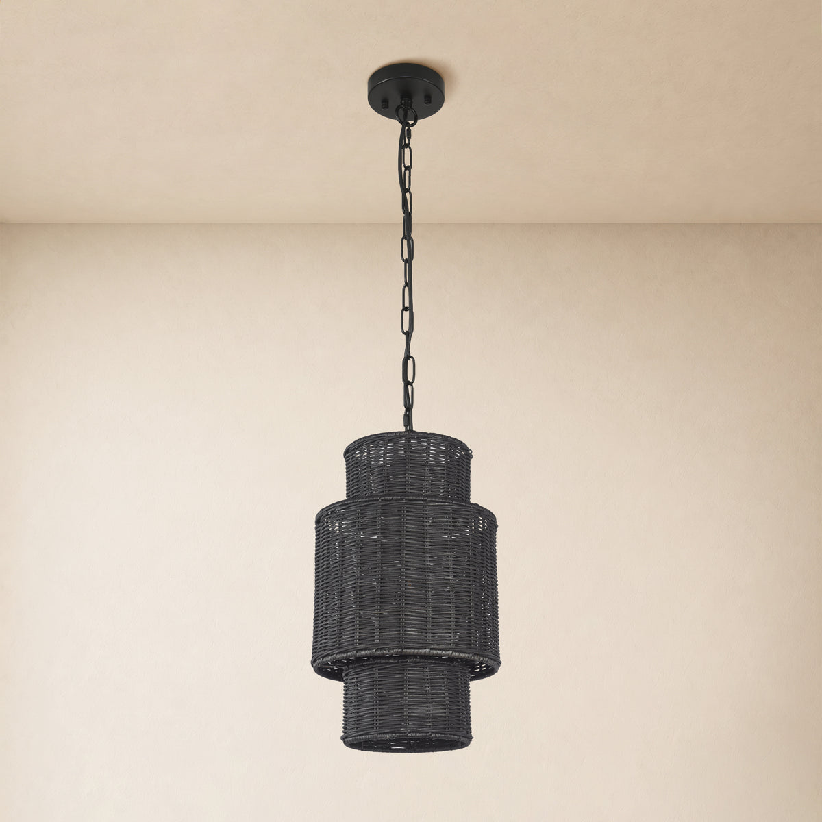 Cavana Rattan Tiered Pendant 10"D