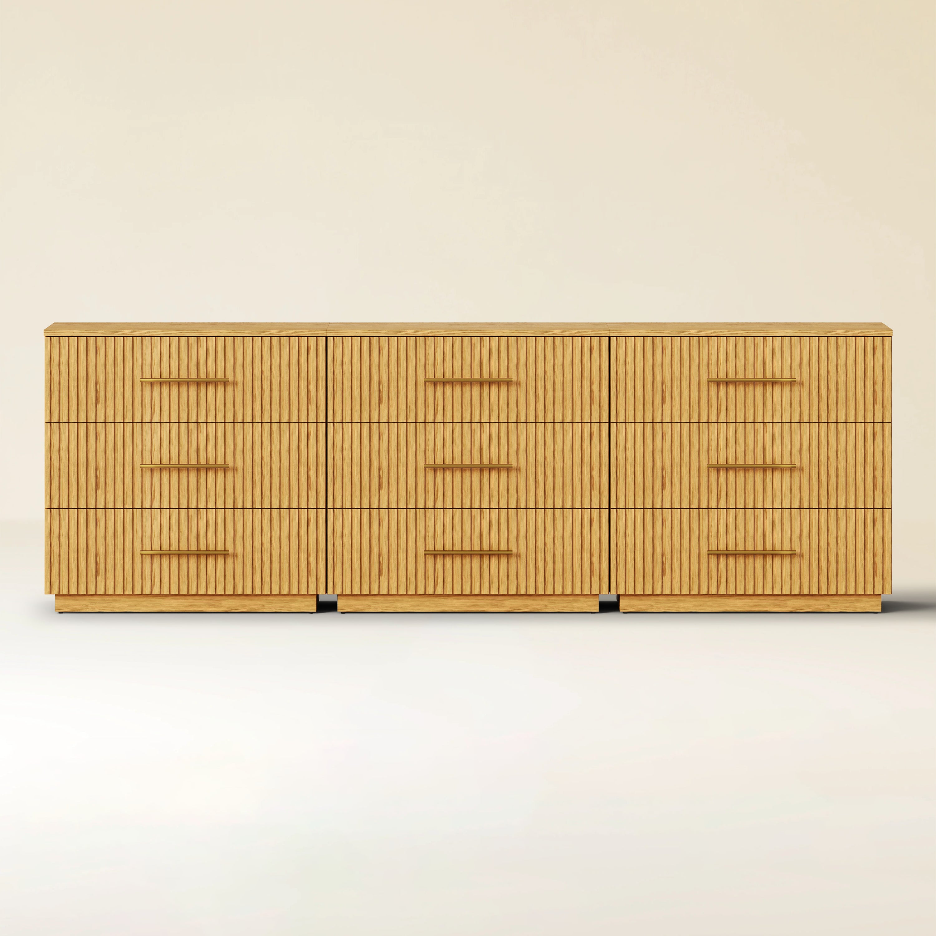 Holt 95" Oak 9-Drawer Chest(Set of 3)