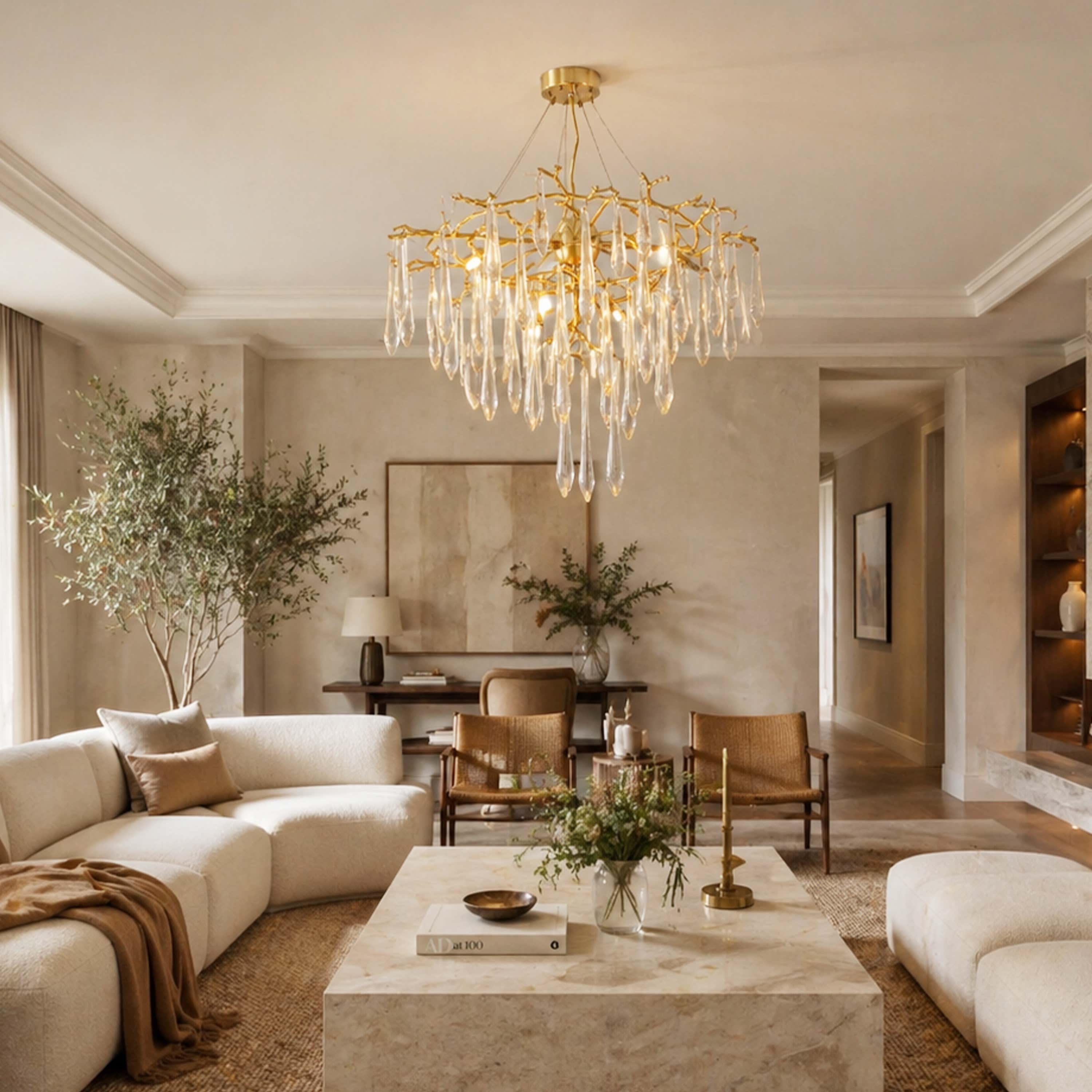 Aurevia Crystal Branch Round Chandelier