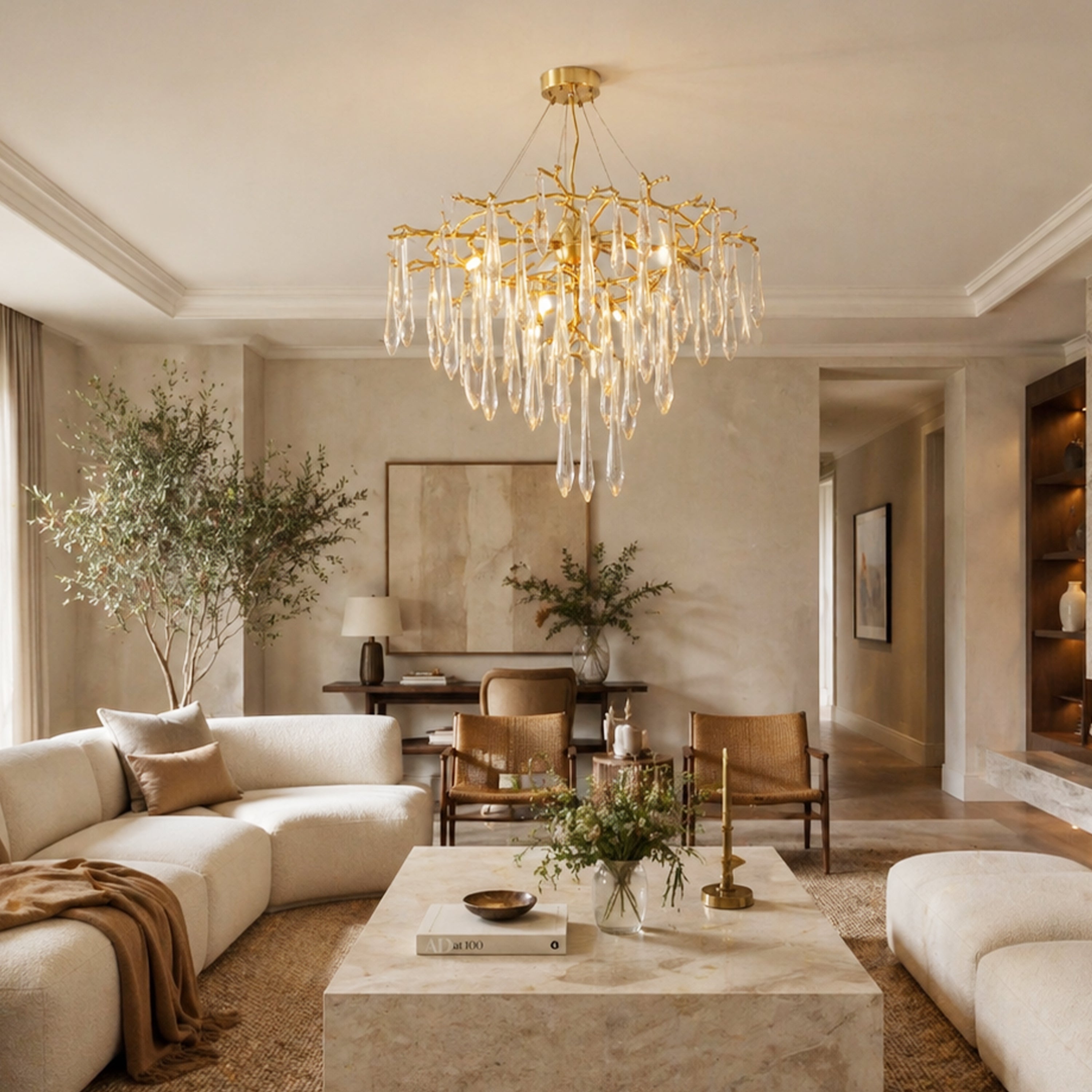 Aurevia Crystal Branch Round Chandelier