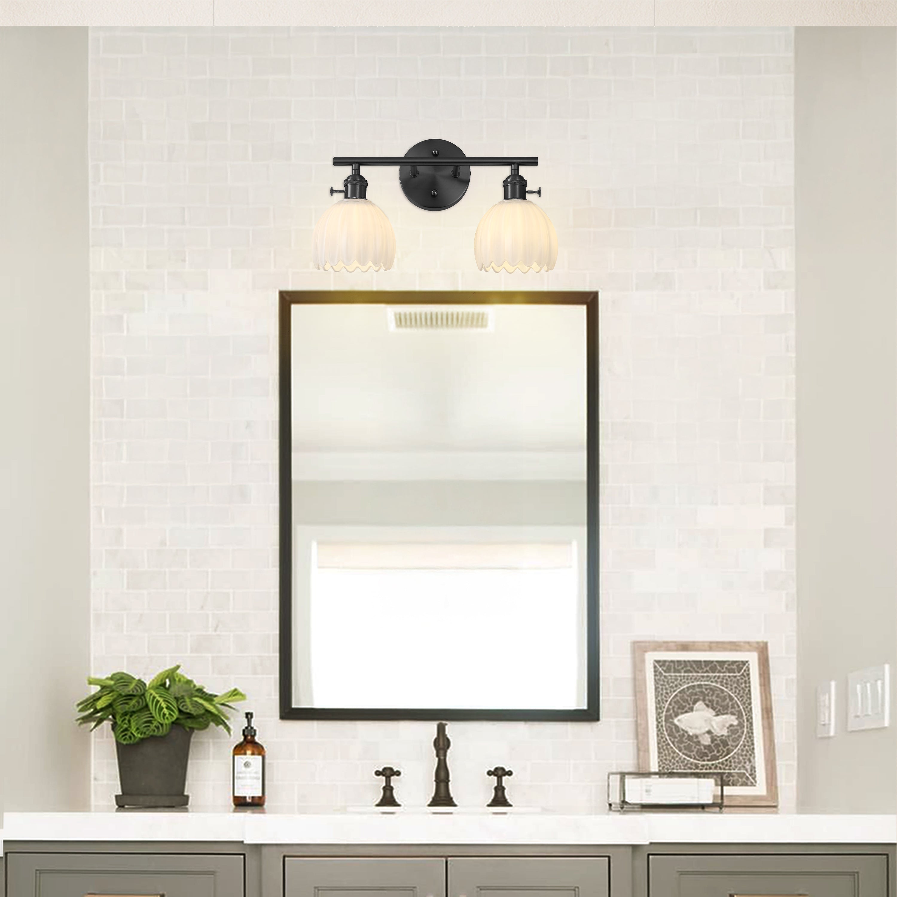 Orbixa Clear Glass 2-Lights Wall Sconce 37.8cm W