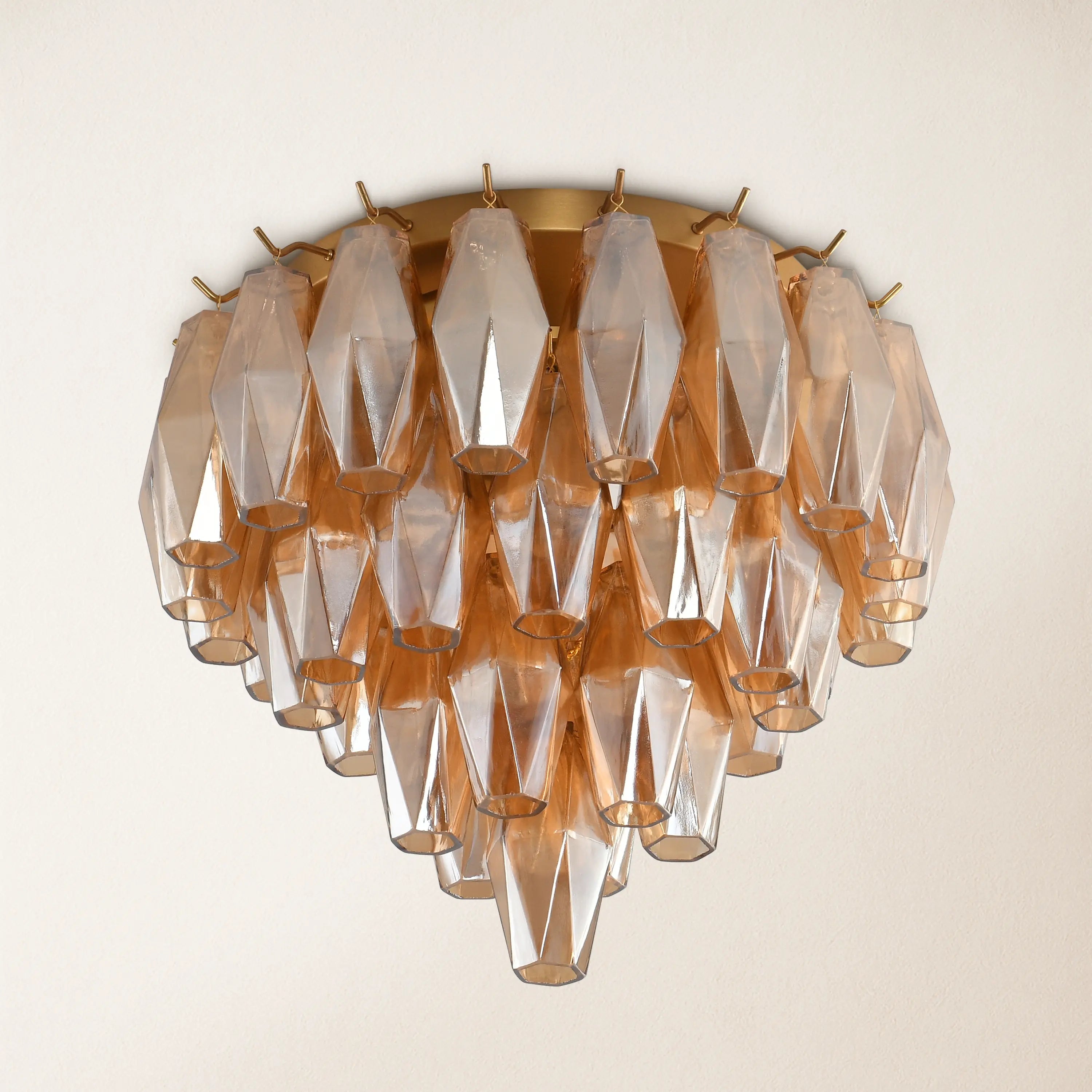 Celestial Drop Round Glass Flush Mount 13"D