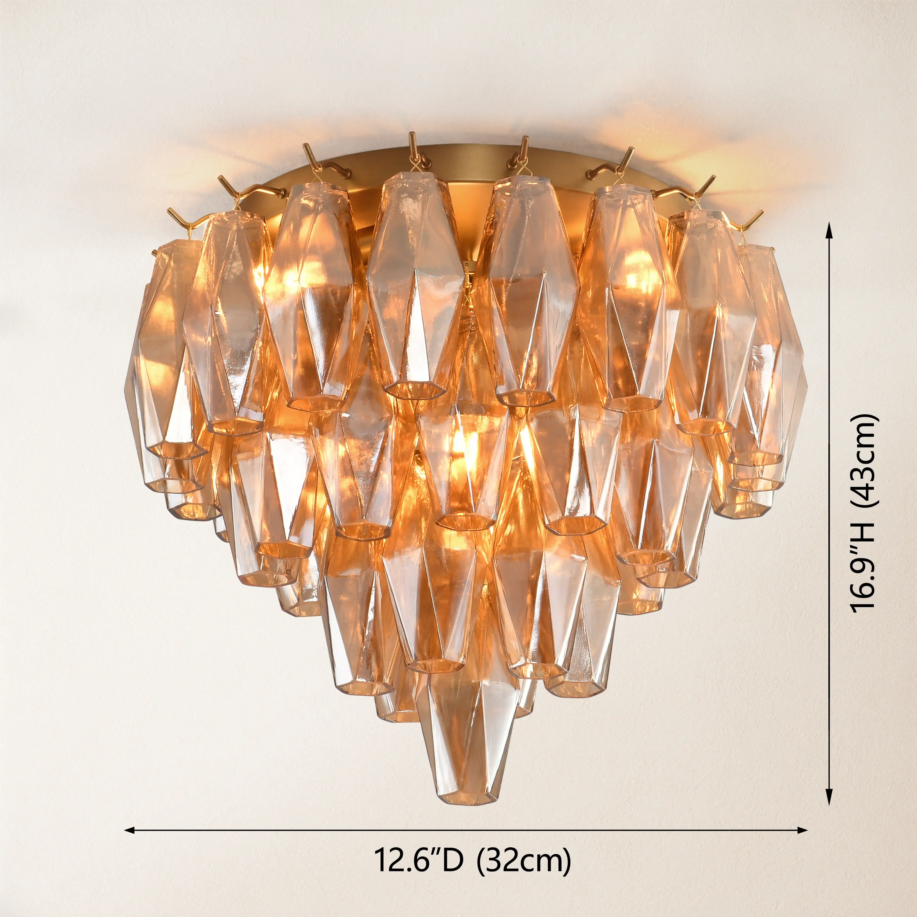 Celestial Drop Glass Flush Mount 32cm D