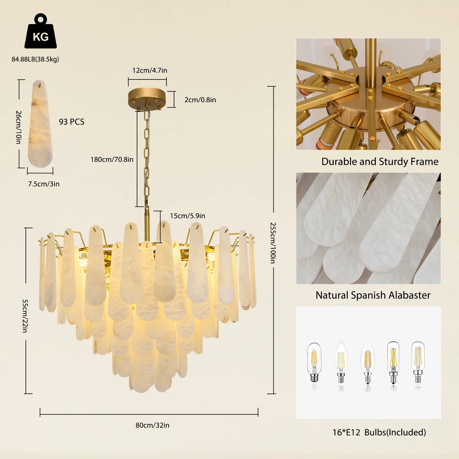 Caldera Alabaster Round Chandelier 80cm