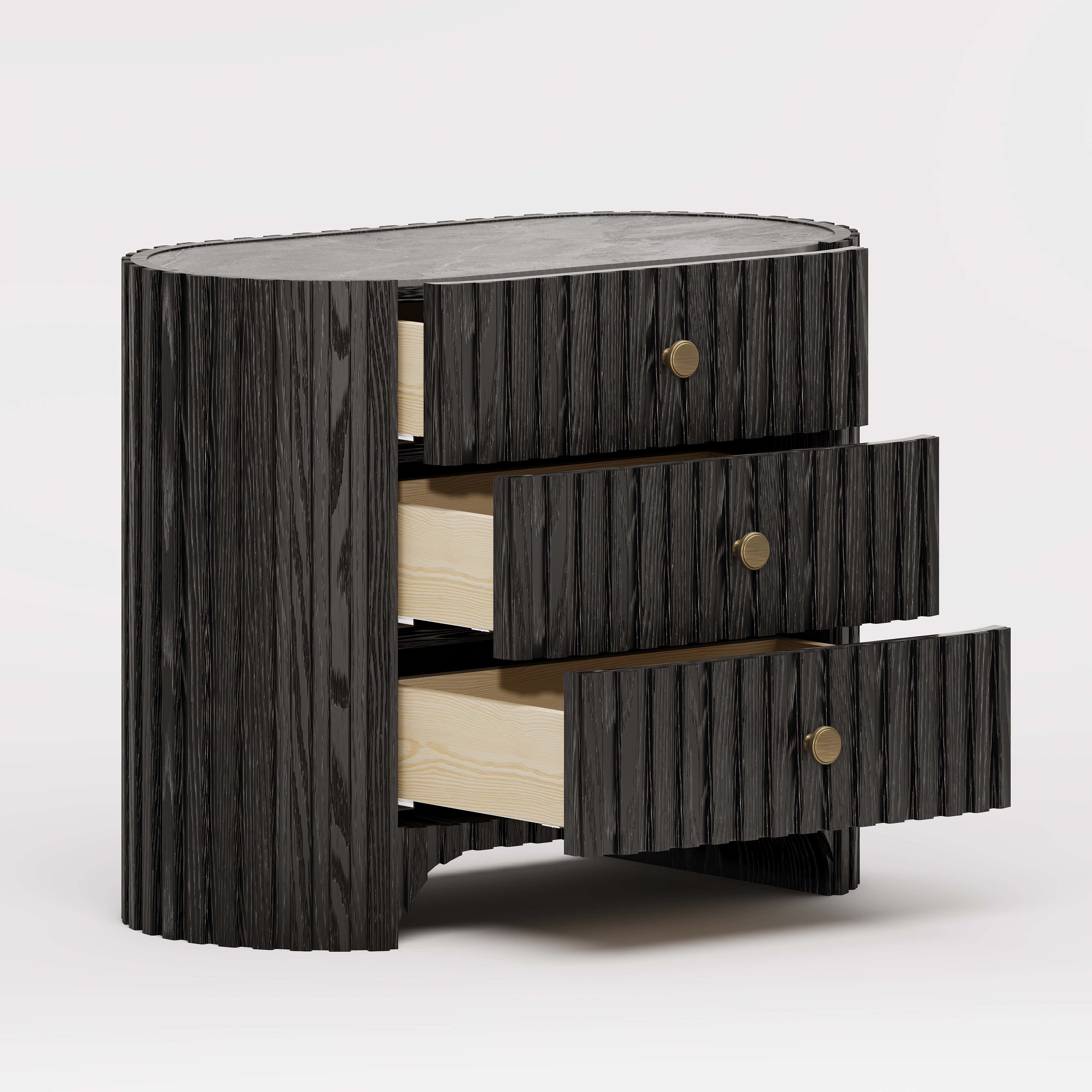 Sinclair Fluted Stone Nightstand 30"W