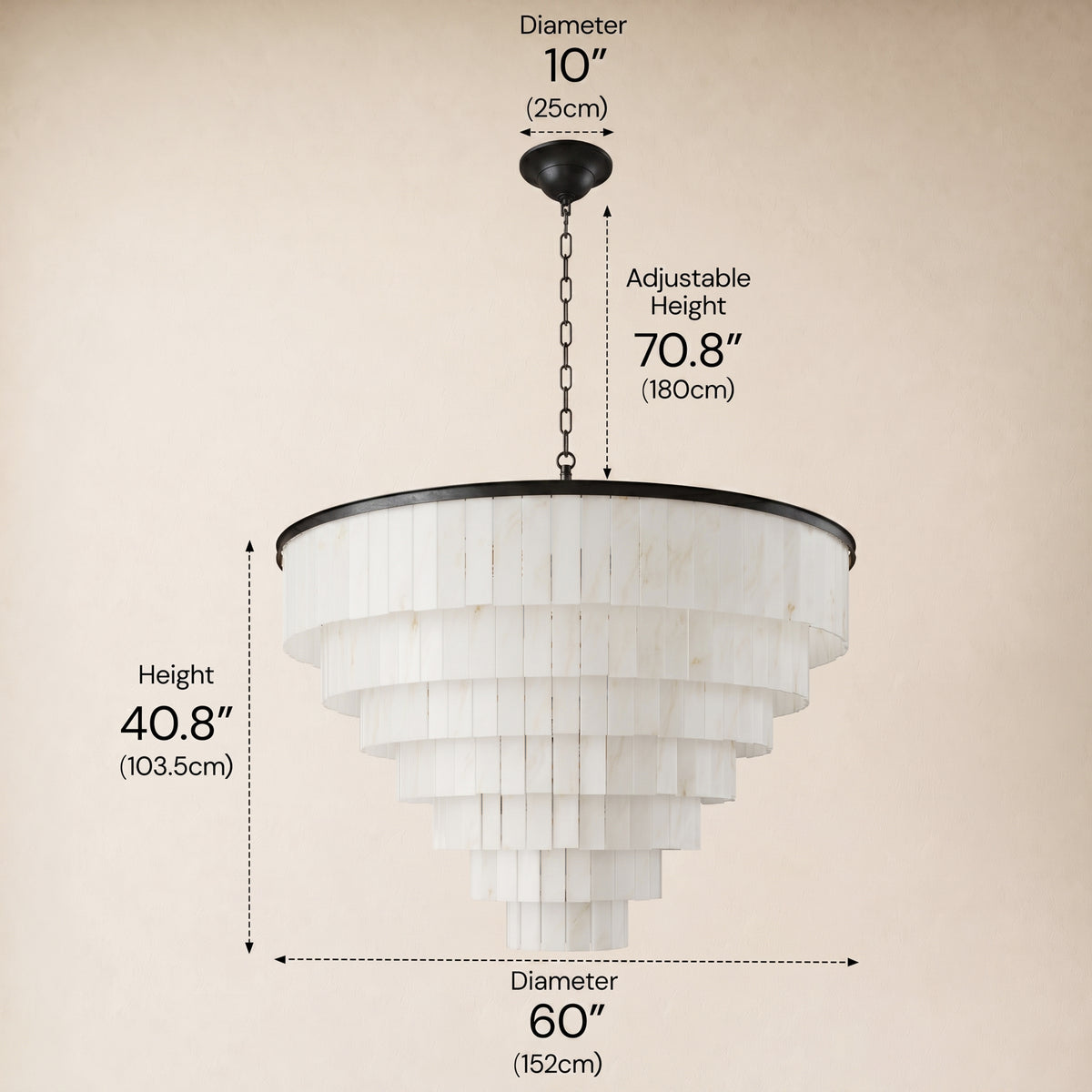 Montrava Alabaster Tiered Round Chandelier 60"D